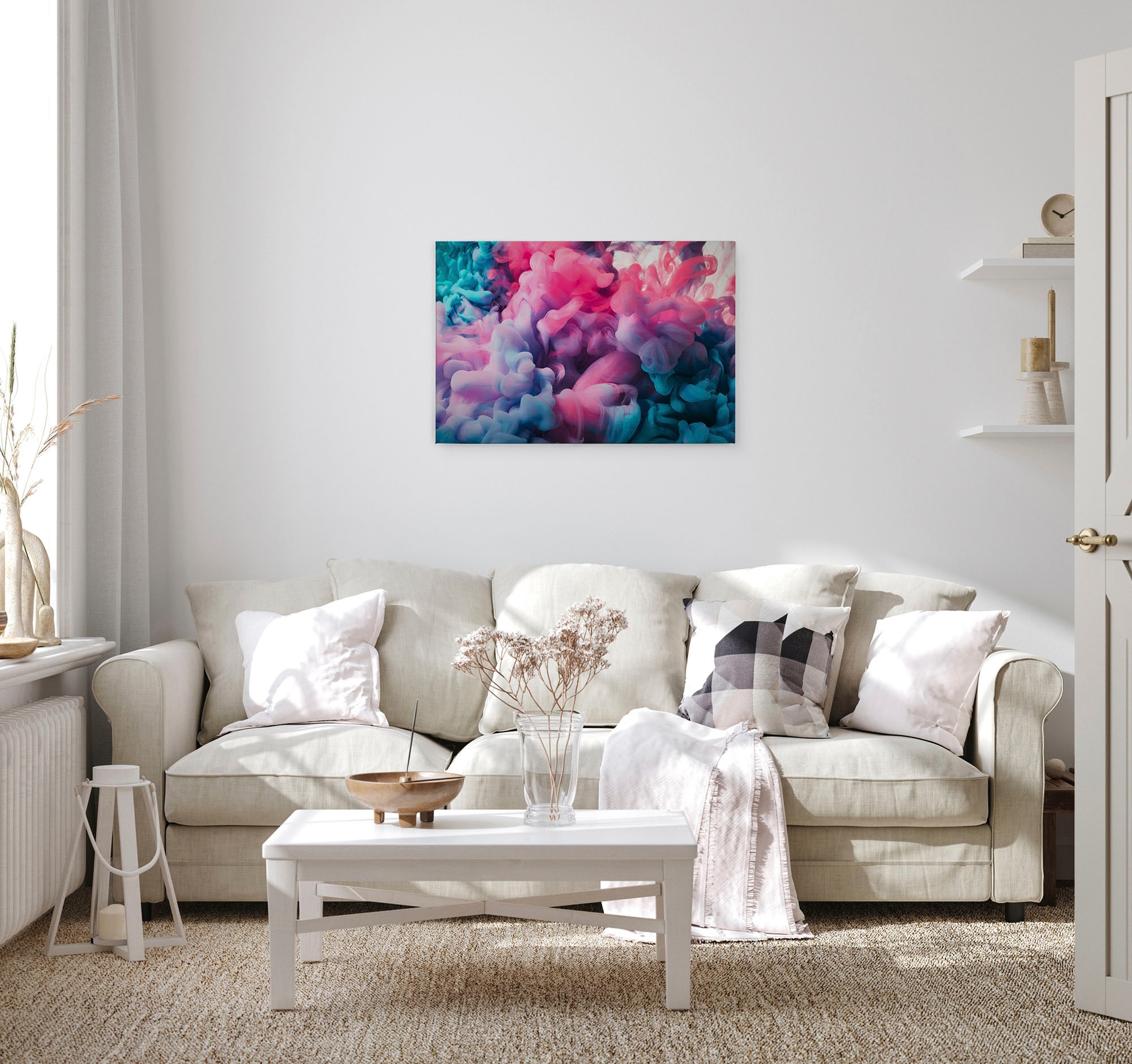 A.S. Création Leinwandbild »Colored Smoke«, Kunst-Abstrakt-Kinder, (1 St.), Bunter Rauch Keilrahmen Jungedzimmer Leinwand-Bild Wohnzimmer modern