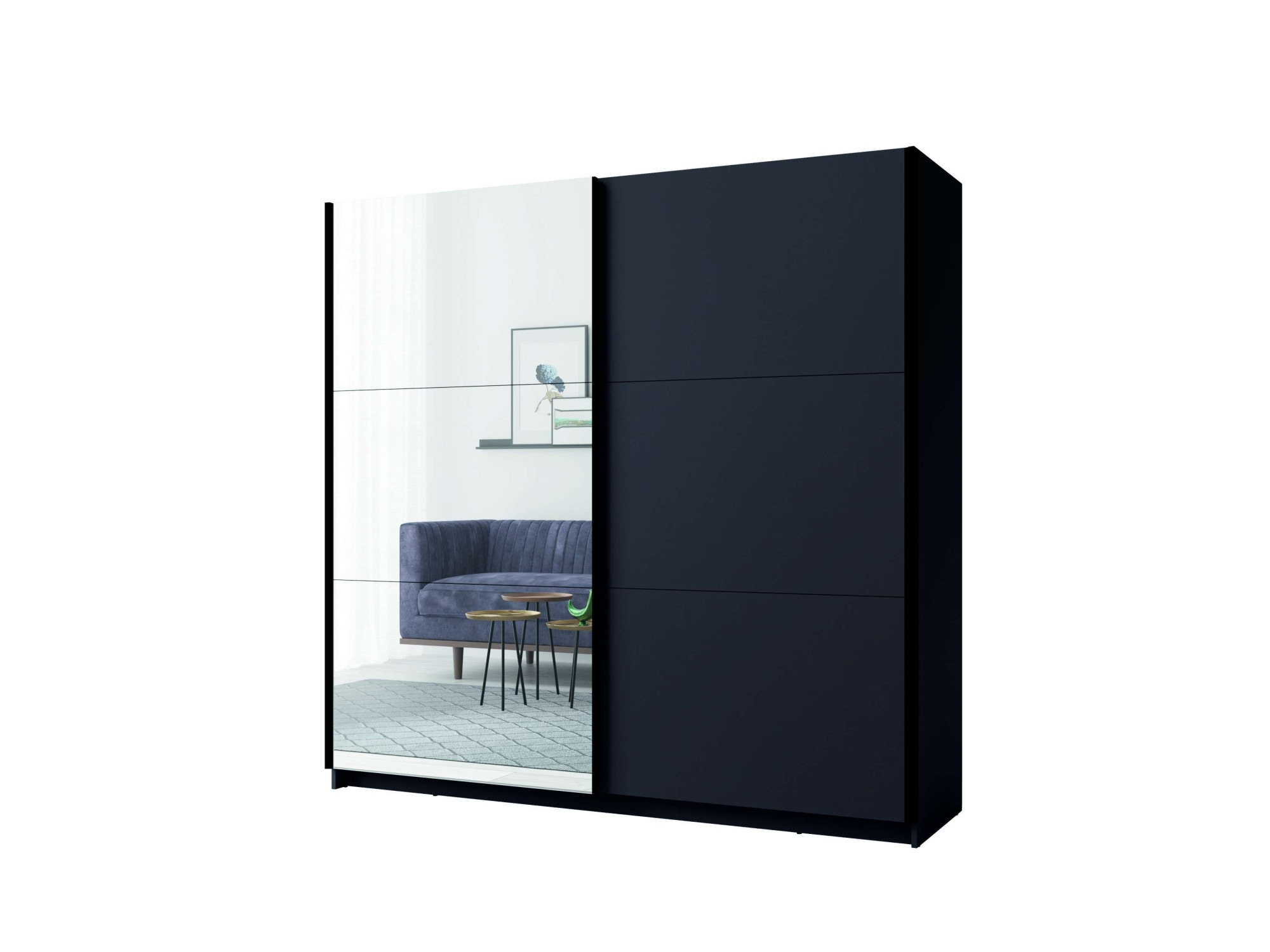 INOSIGN Kleiderschrank »Kleiderschrank Fresno mit 5 Einlegeböden, Spiegel und Kleiderstange«, Garderobe mit 2 Schwebetüren, B/H/T 200/207/62 cm