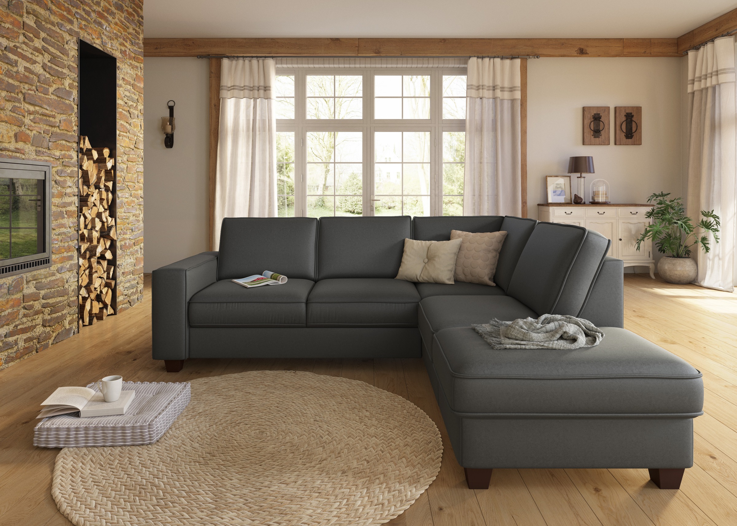 Home affaire Ecksofa »County L-Form«, (2 St.), wahlweise Ottomane links ode günstig online kaufen