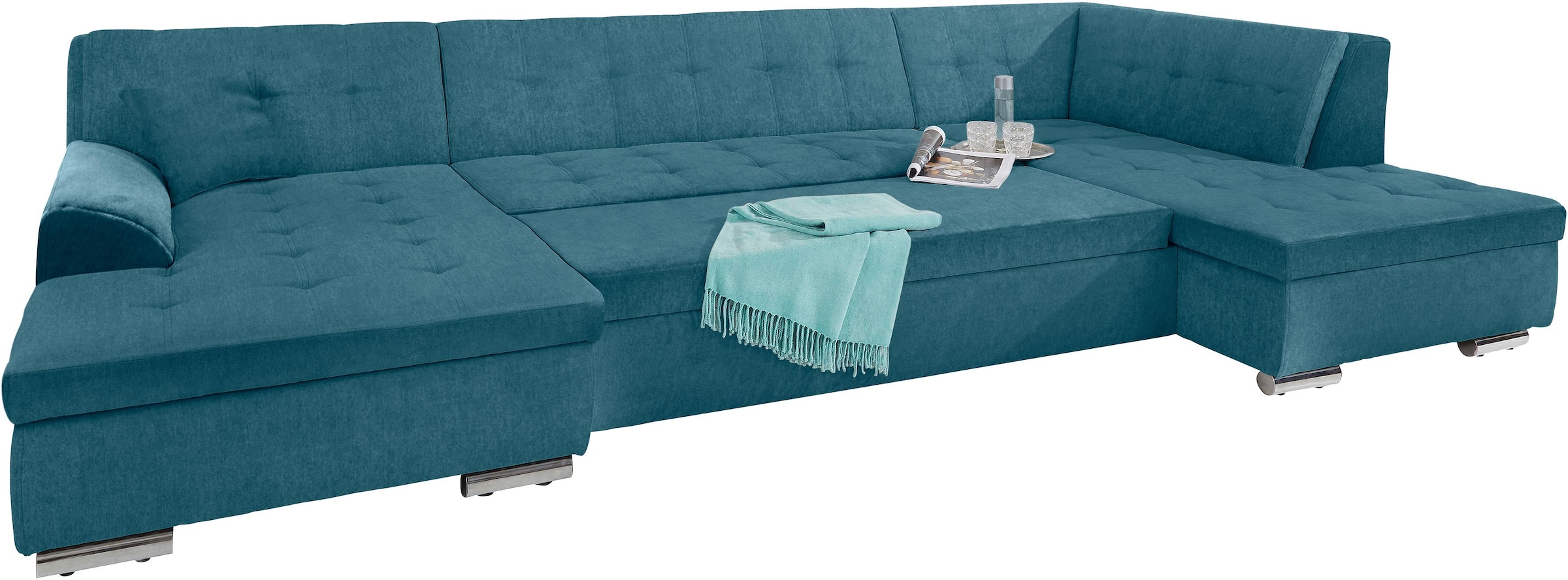 DOMO collection Wohnlandschaft »Aversa U-Form«, wahlweise mit Bettfunktion, frei im Raum stellbar