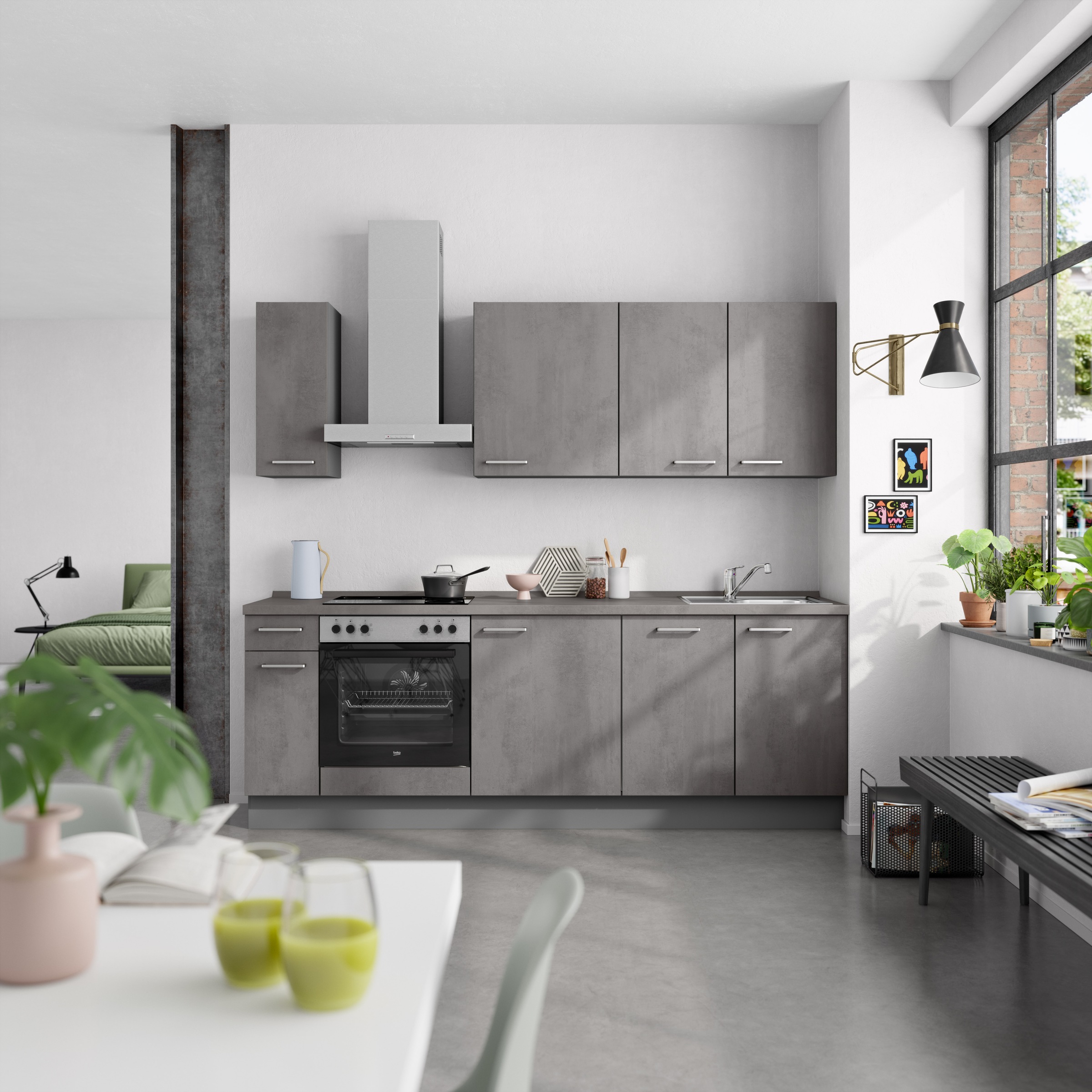 nobilia® Küchenzeile »"Riva I"«, vormontiert, Ausrichtung wählbar, Breite 240 cm, wahlw. mit E-Geräten
