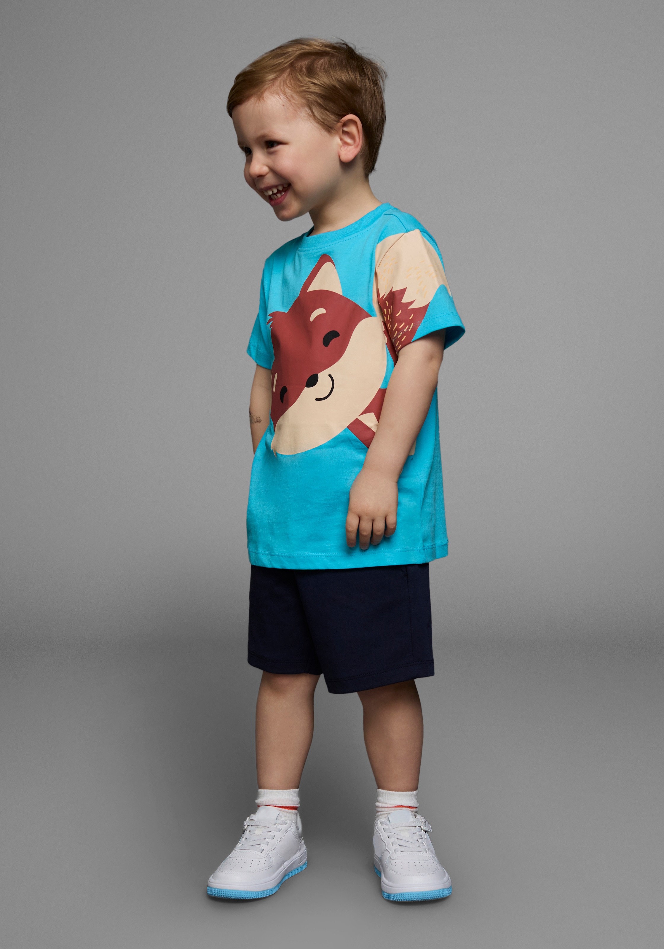 KIDSWORLD Shirt & Shorts »2tlg. Set T-Shirt + Sweatbermudas«, FUCHS - Print
