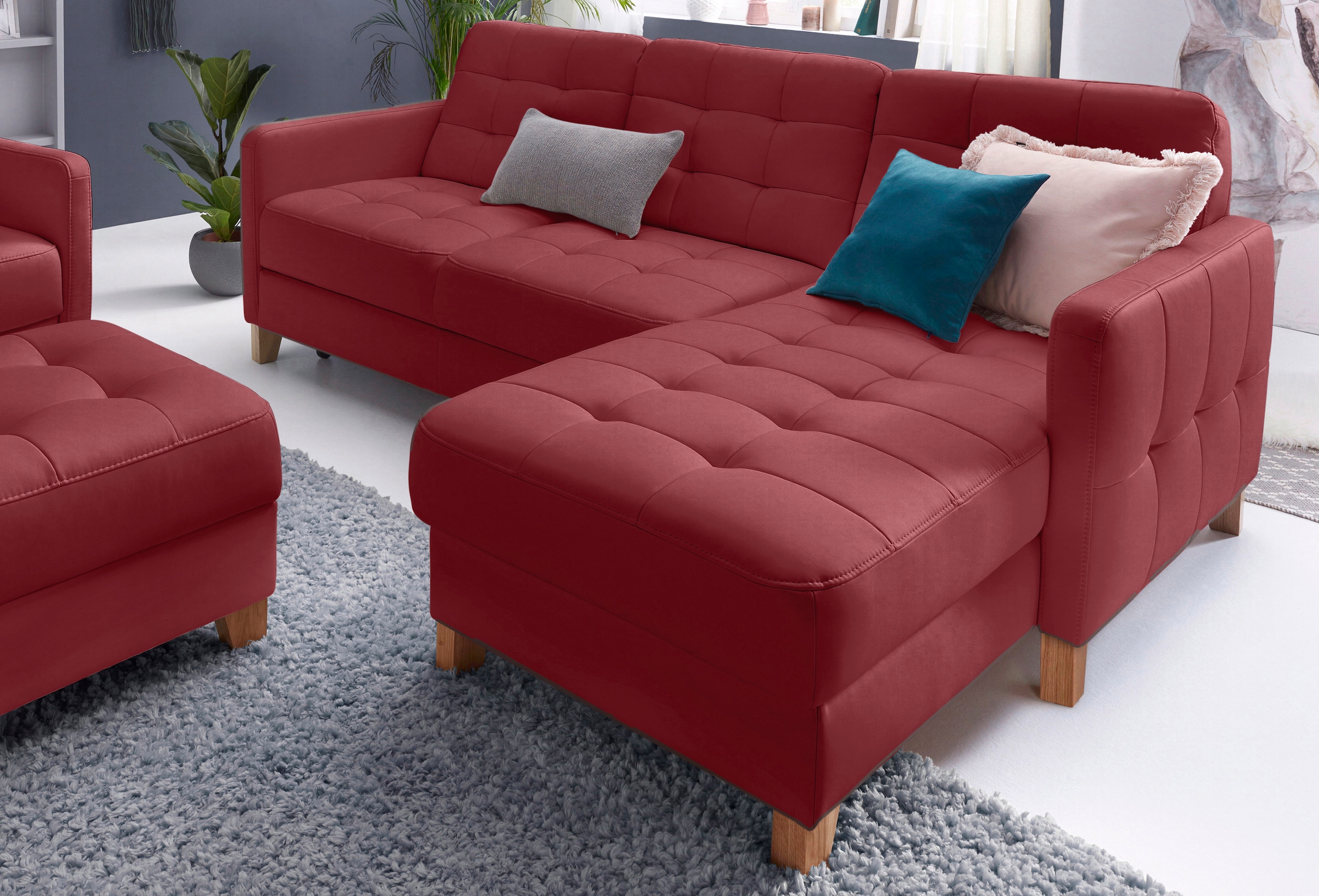 exxpo - sofa fashion Ecksofa »Elio, kompakt und komfortabel, bequem und zeitloses Design, L-Form«, wahlweise mit Bettfunktion