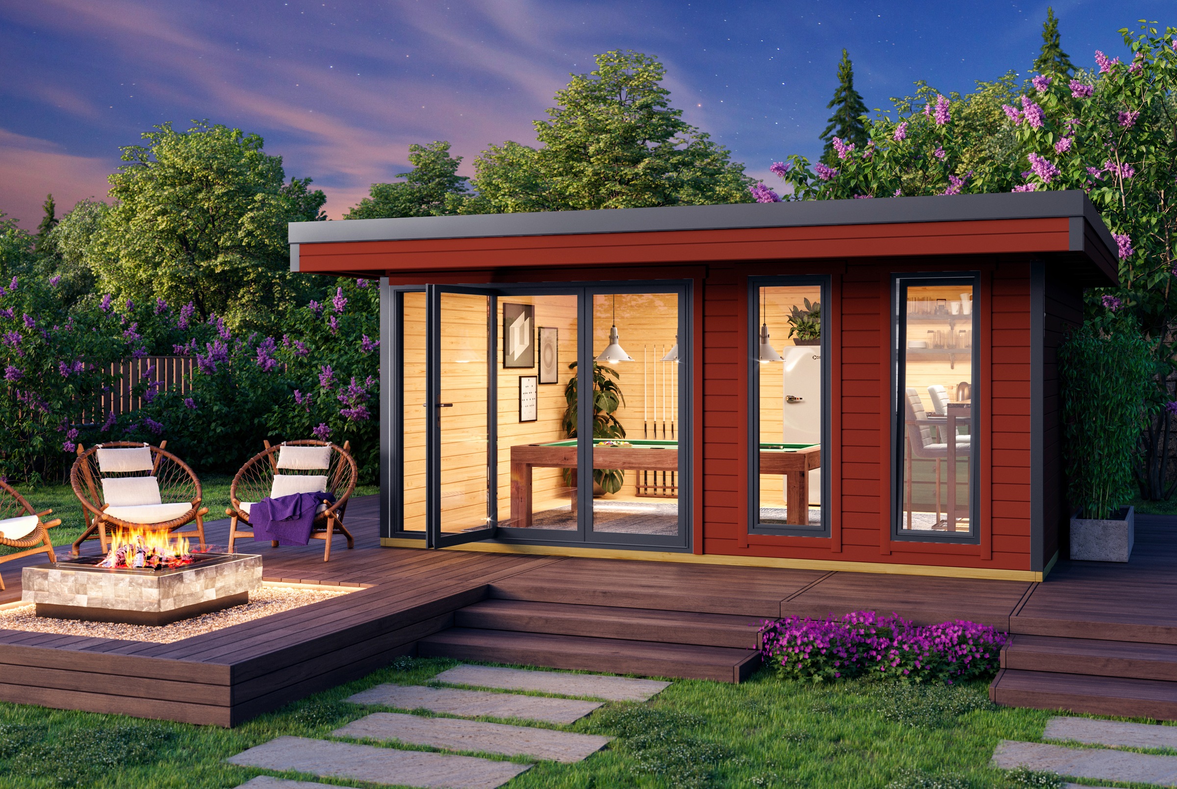 LASITA MAJA Gartenhaus »DOMEO 8 SCHWEDENROT/ANTHRAZIT«, (Set), Fundamentmass 5000 x 4000, Schwedenrot
