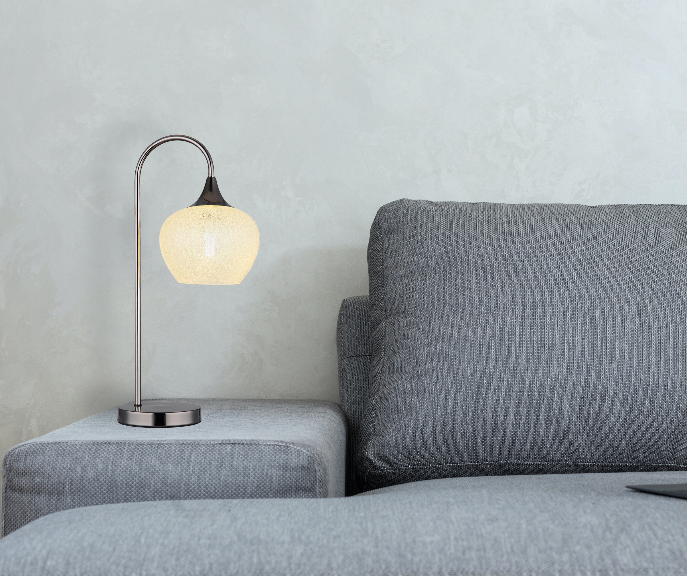 GLOBO LIGHTING Tischleuchte »MAXY« E27 1 Stk. Tischleuchte Schwarz-Chrom, Glas/Kristalle, E27