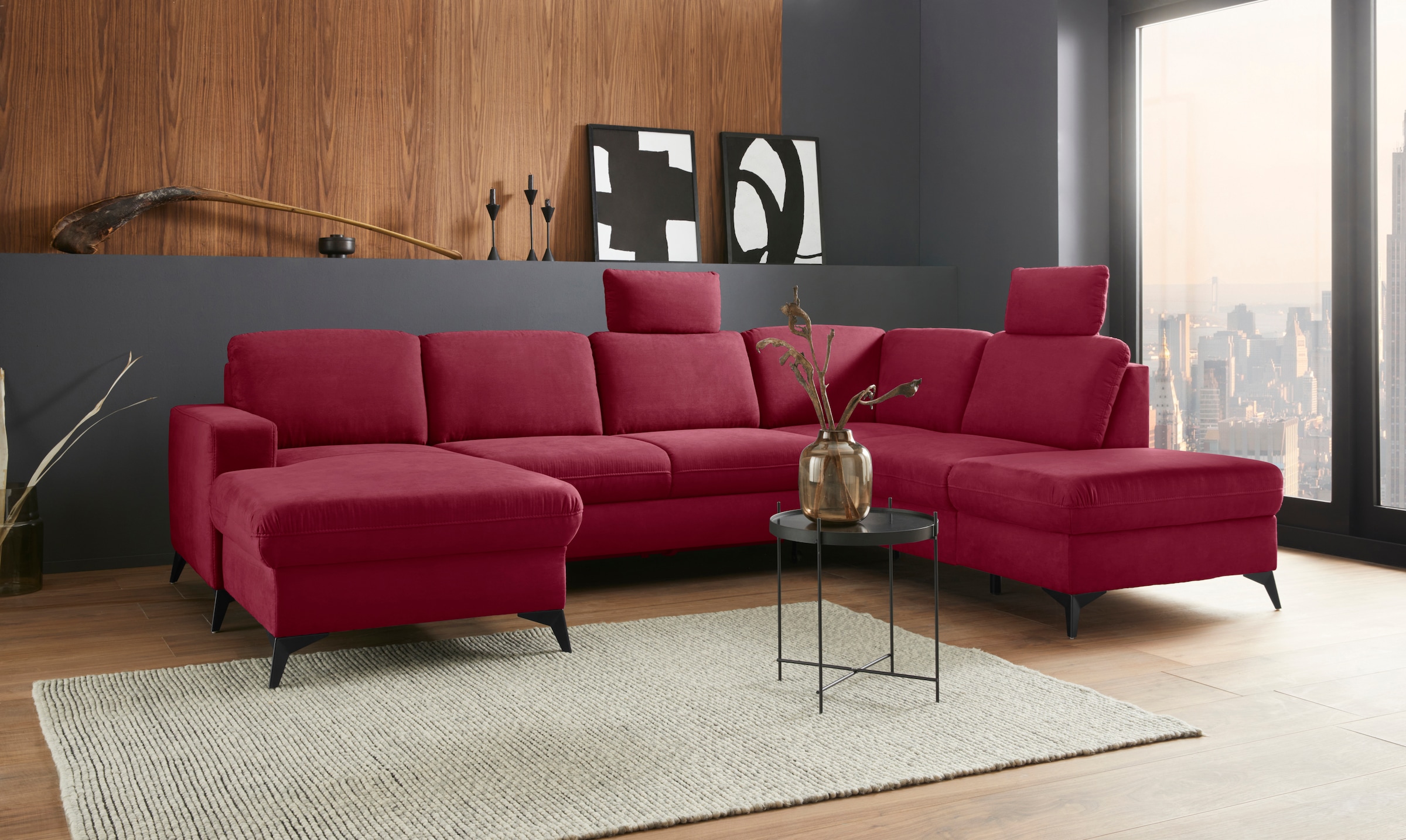 Home affaire Wohnlandschaft »Lolland U-Form« Wahlweise mit Bettfunktion und günstig online kaufen