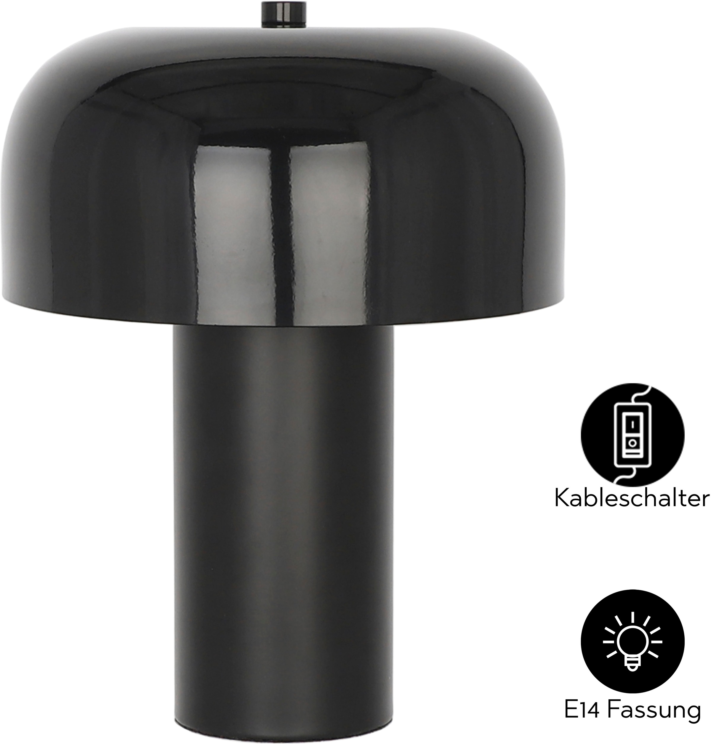 OTTO HOME Tischleuchte "Jorre - Pilzlampe", schwarz, 1, Ø 25cm H: 32,5cm, 1 Stk.