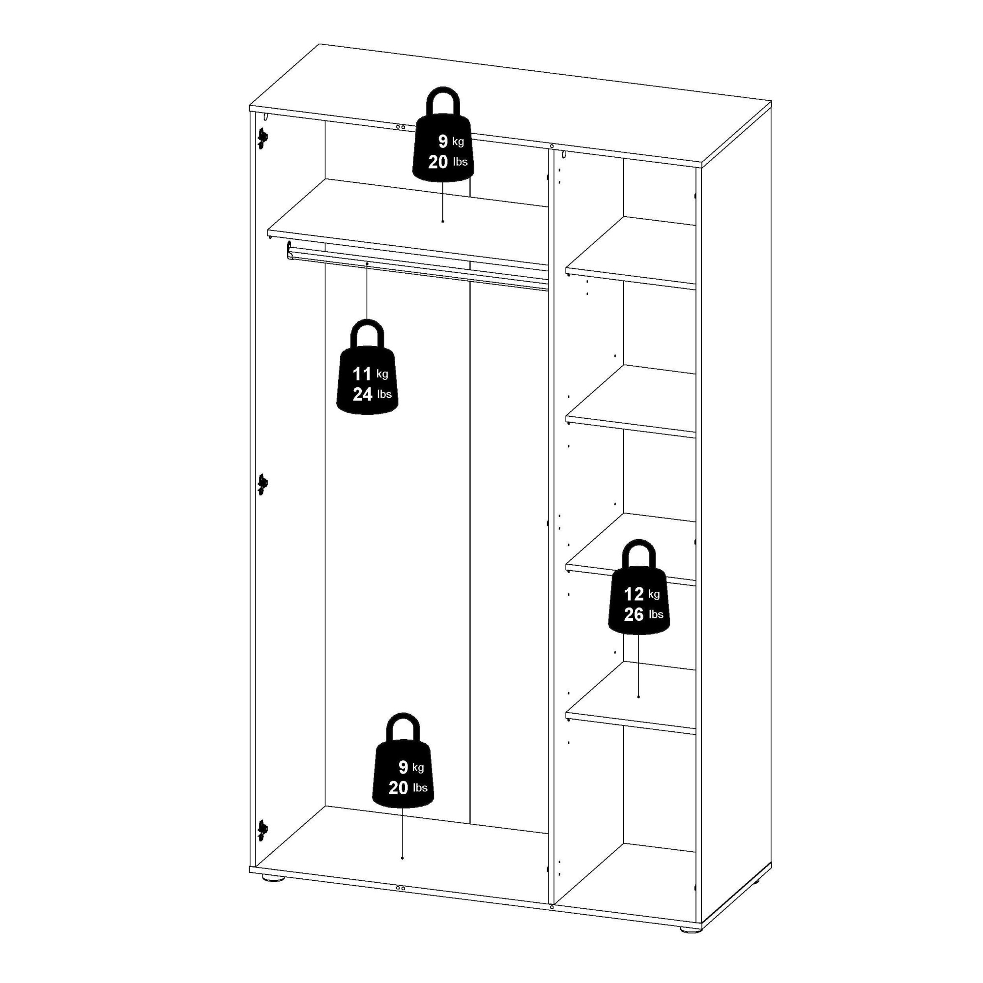 INOSIGN Kleiderschrank »Pepe Drehtürenschrank, Stauraum«, Breite 79 oder 118 cn, Höhe 200,9 cm