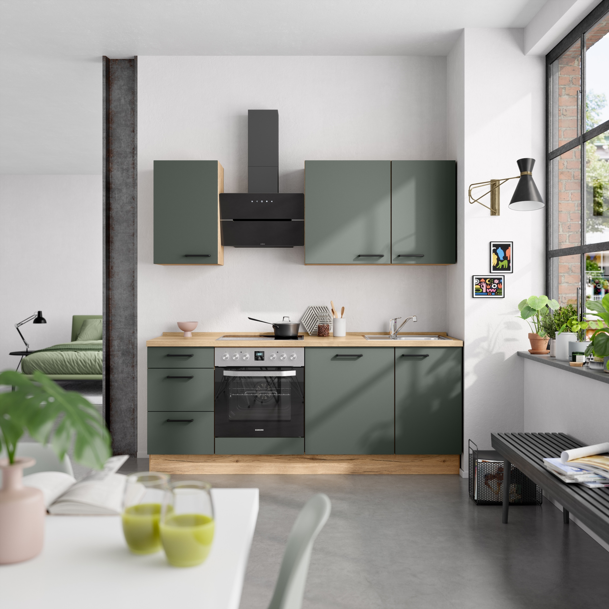 nobilia® Küchenzeile »"Easytouch II"«, vormontiert, Ausrichtung wählbar, Breite 210 cm, wahlw. mit E-Geräten