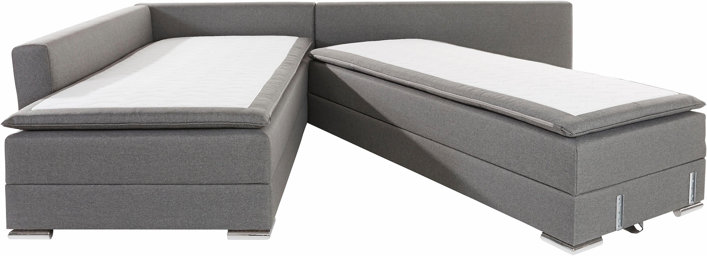 INOSIGN Ecksofa »Boxspringbett Night & Day L-Form mit Dauer-Schlaffunktion mit Armlehne«, mit Boxspring-Bettfunktion 180x200 cm und Bettkasten, Dauerschläfer!