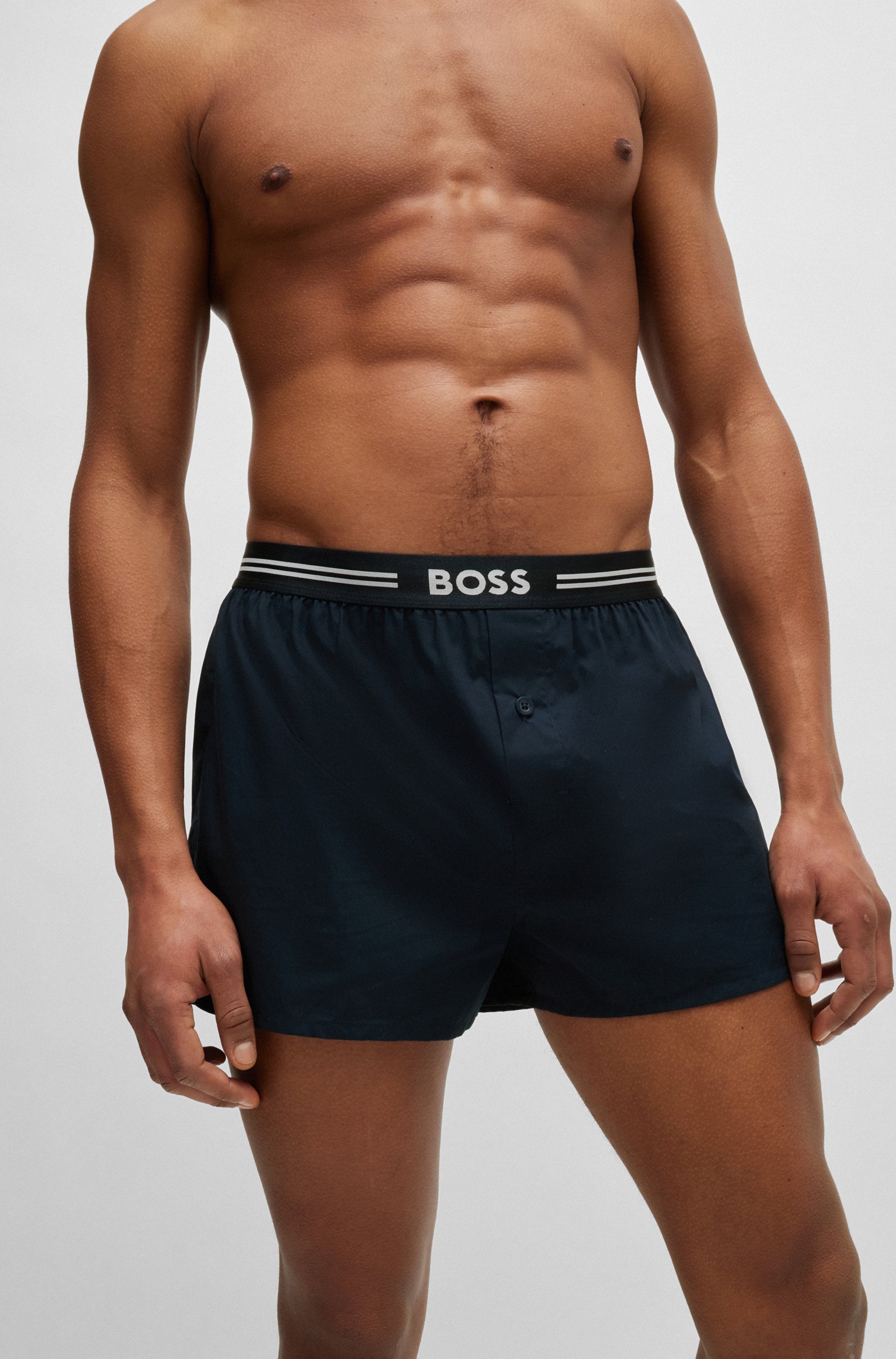 BOSS Boxershorts »3P Woven Boxer«, (Packung, 3 St., 3er Pack), mit Eingriff mit Knopf