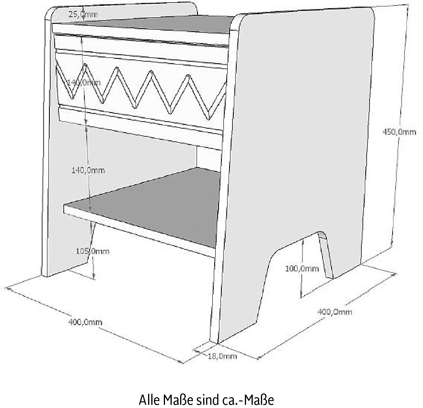 Vipack Nachtschrank, (Made in Europe), Nachtkonsole mit Schublade und offenem Fach, rechts/links stellbar