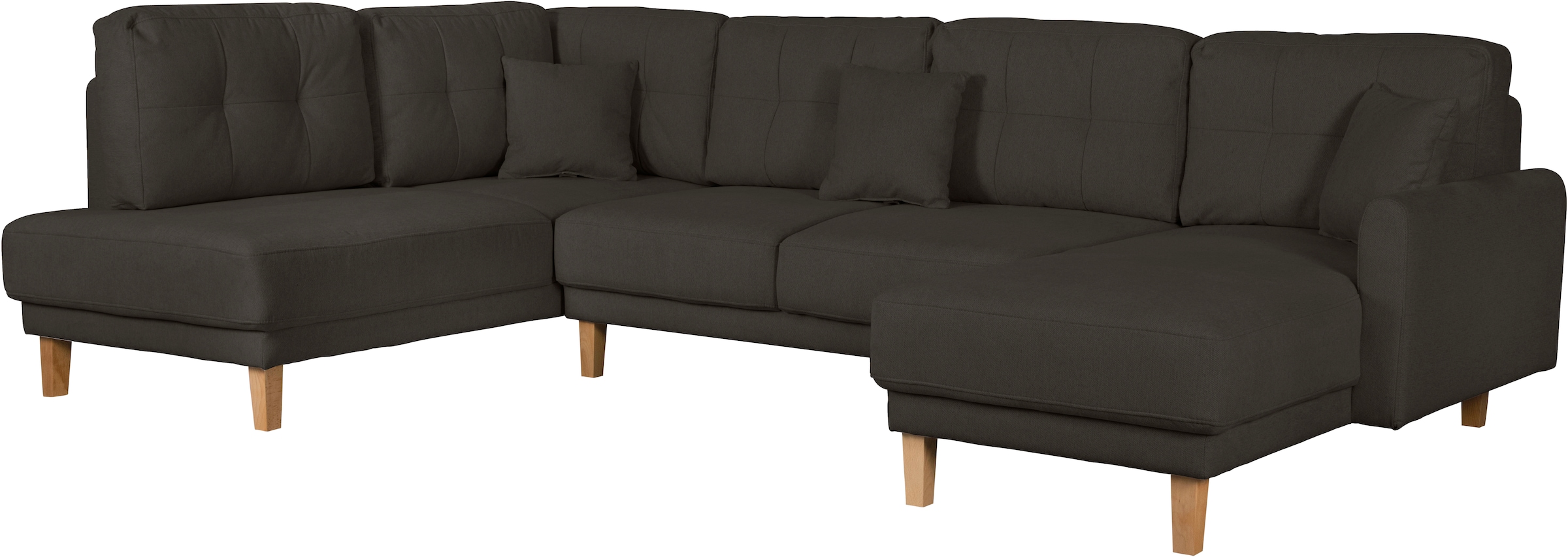 Home affaire Wohnlandschaft »TRIPLO U-Form wahlweise mit Schlaffunktion, B/T/H: 310/192/90 cm«, Schlafsofa, auch mit Bettkasten, Steppung im Rückenkissen