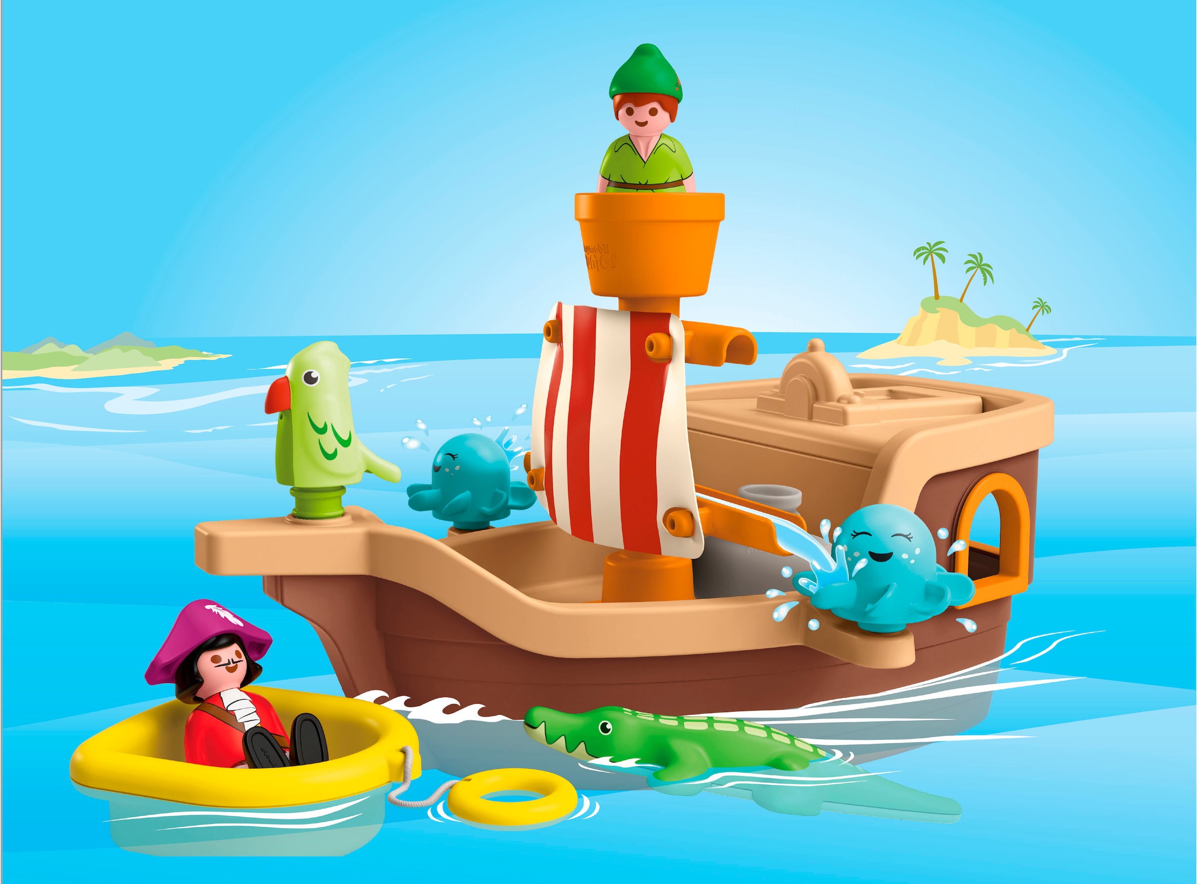 Playmobil® Konstruktions-Spielset »Peter Pans Piratenschiff mit Wasserspritzspaß (71769), JUNIOR & Disney«, (12 St.), Made in Europe