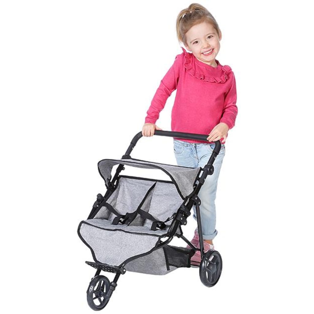 Knorrtoys® Puppen-Zwillingsbuggy »Duo - Jeans Grey«