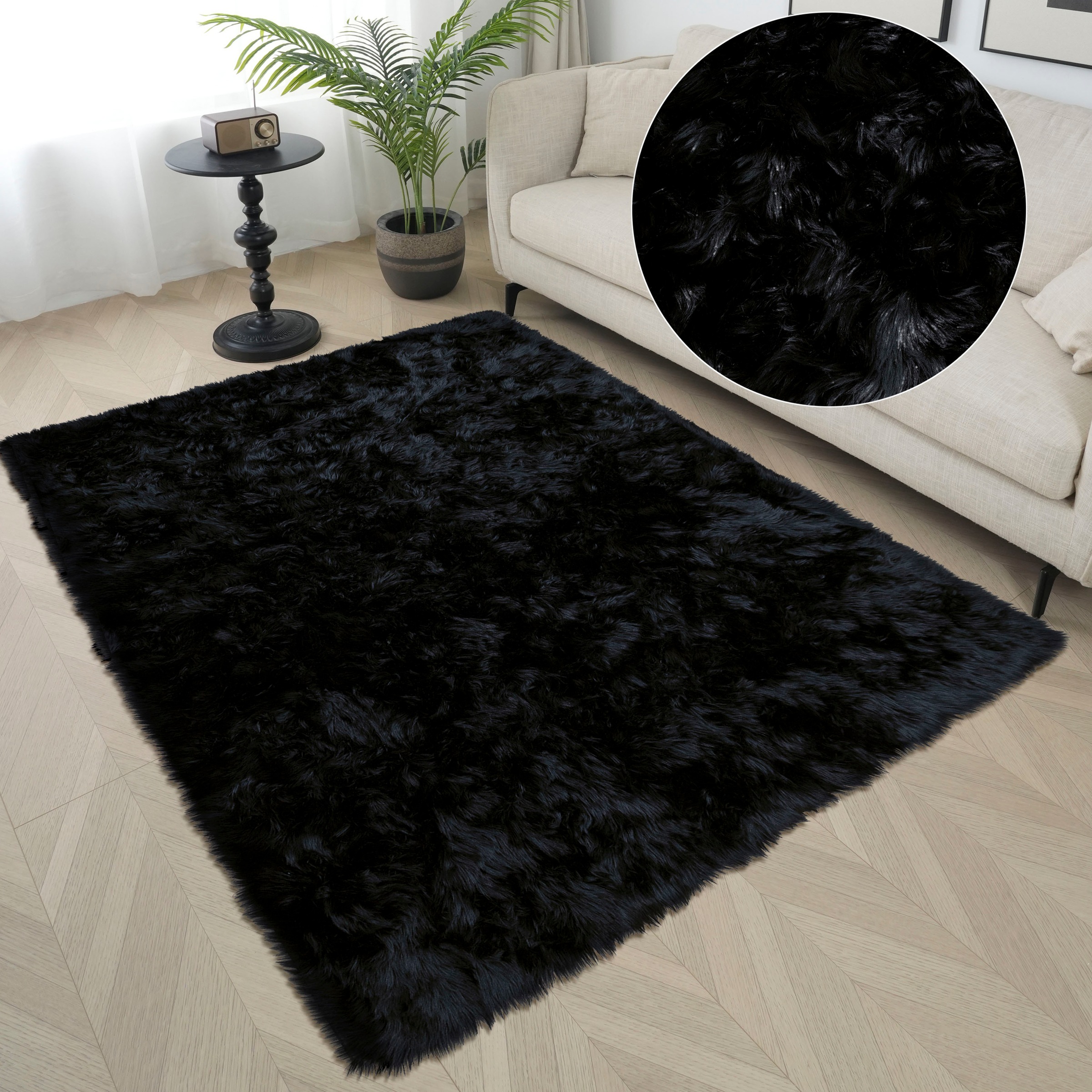 my home Hochflor-Teppich »Kalua, verschiedene Formen«, rechteckig, 60 mm Hö günstig online kaufen