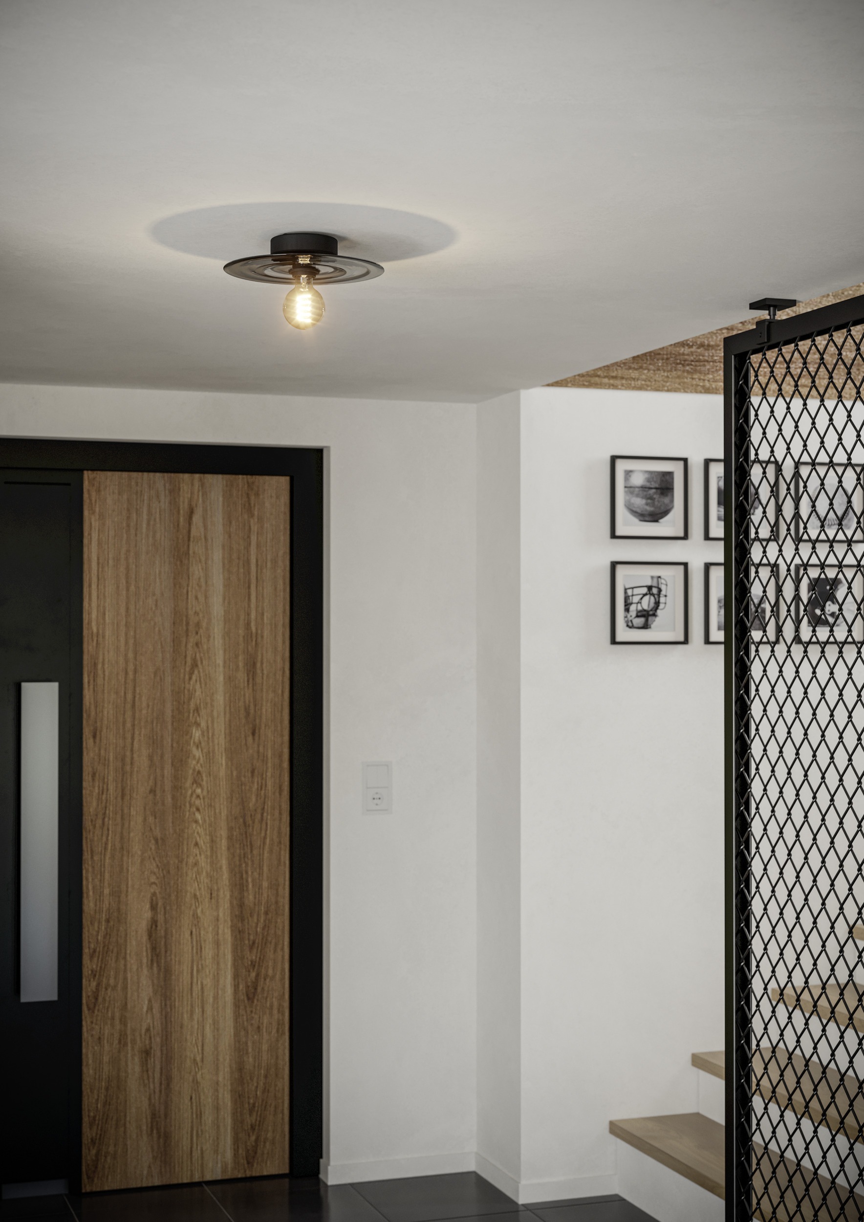 EGLO LED Deckenleuchte »LINTMILL Wand- / Deckenlampe - Stahl - E27 - 1X40W - IP20« E27 1 Stk. Wohzimmerlampe, Esszimmerlampe, Flur, Schlafzimmer, H7,5 x Ø30 cm