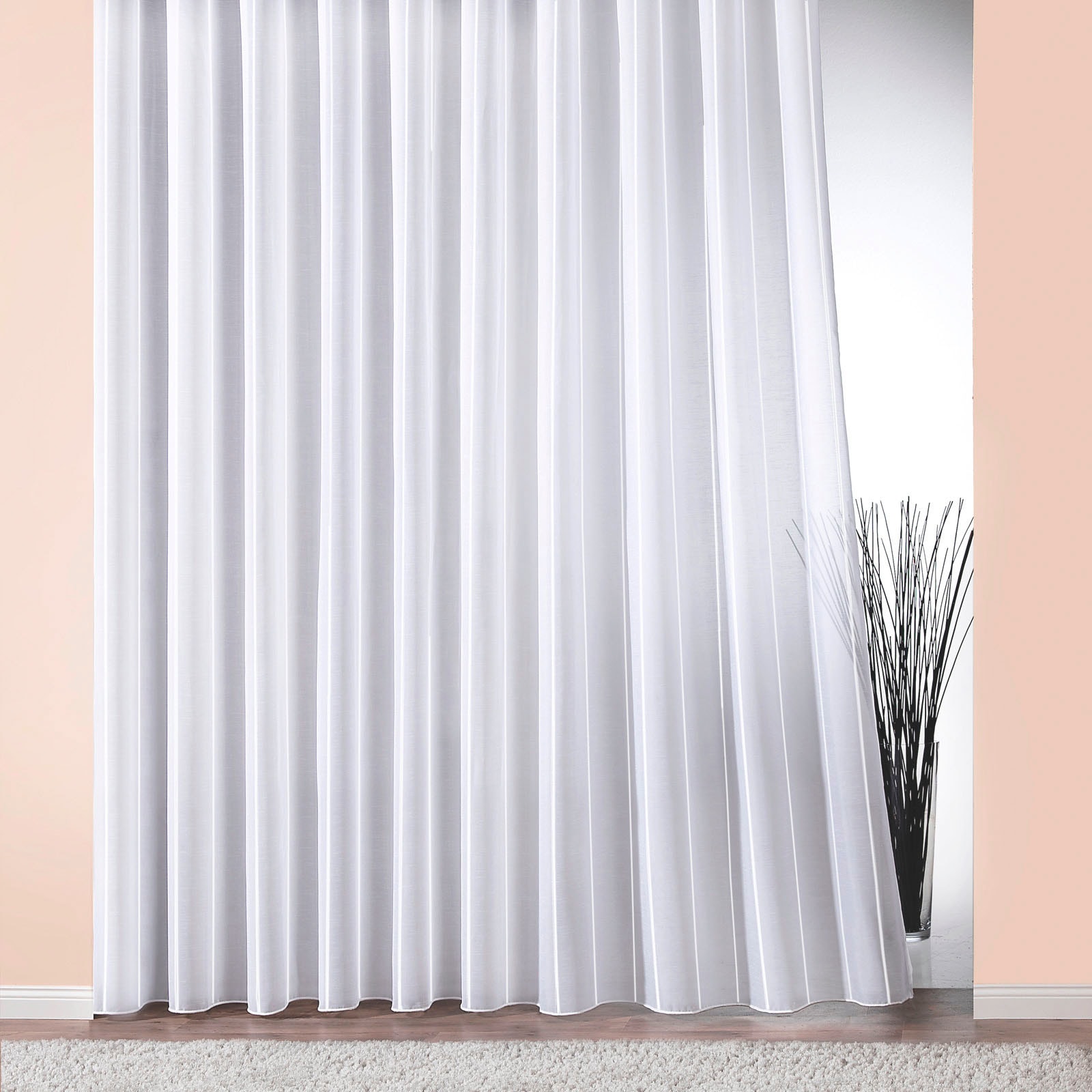 Weckbrodt Gardine »Athen« Smokband 1 Stk. tlg. Webgardine, halbtransparent, günstig online kaufen