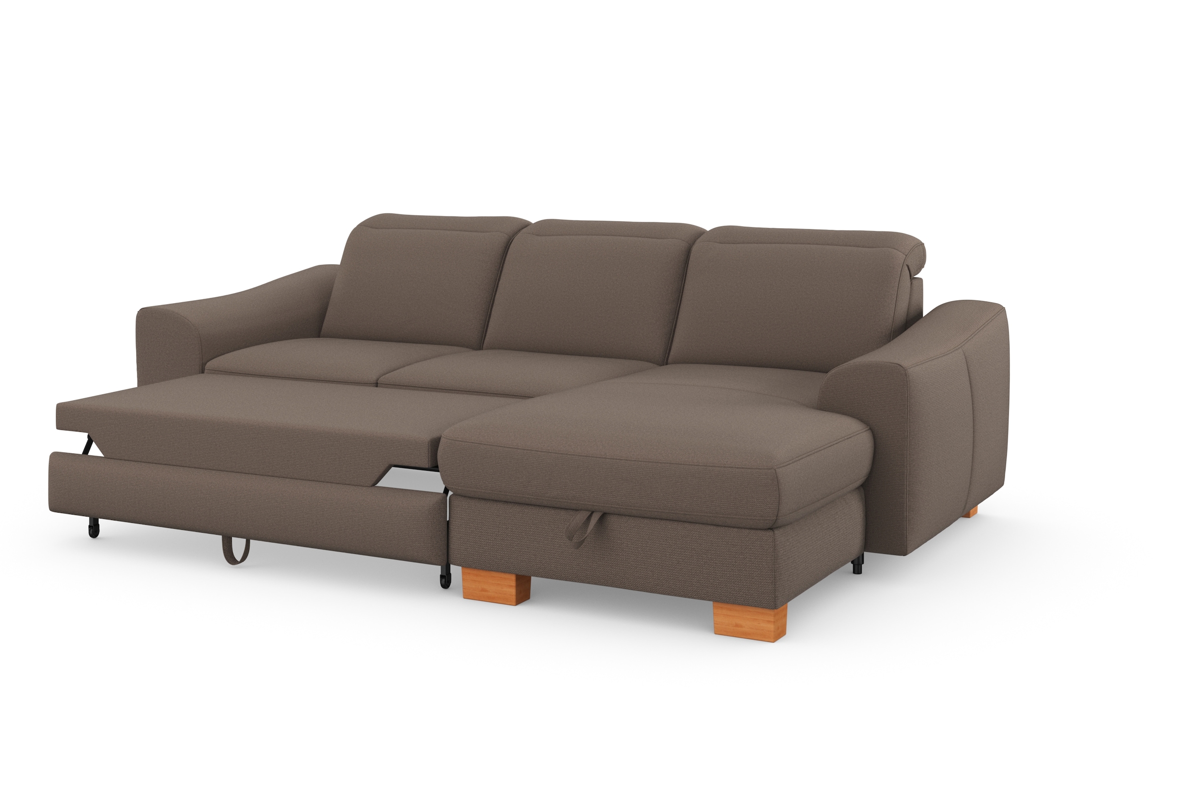sit&more Ecksofa »Dundee L-Form«, mit Federkern und Massivholzfüßen, wahlweise mit Kopfteilverstellung