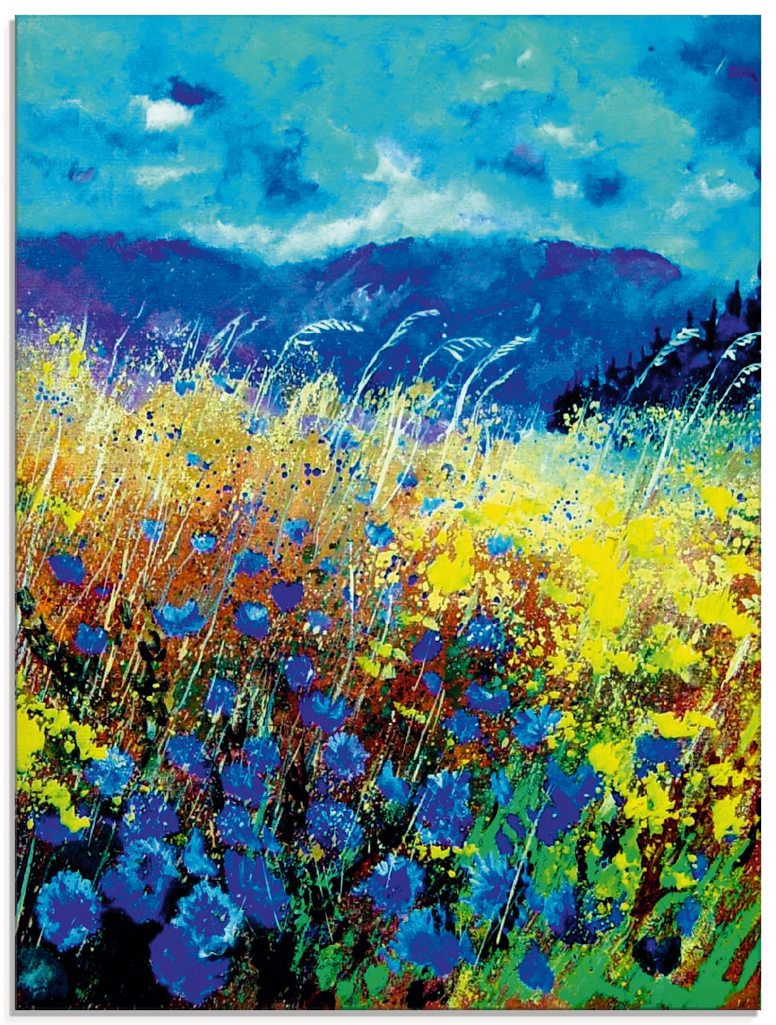 Artland Glasbild »Blaue wilde Blumen«, Blumenwiese, (1 St.), in verschiedenen Größen