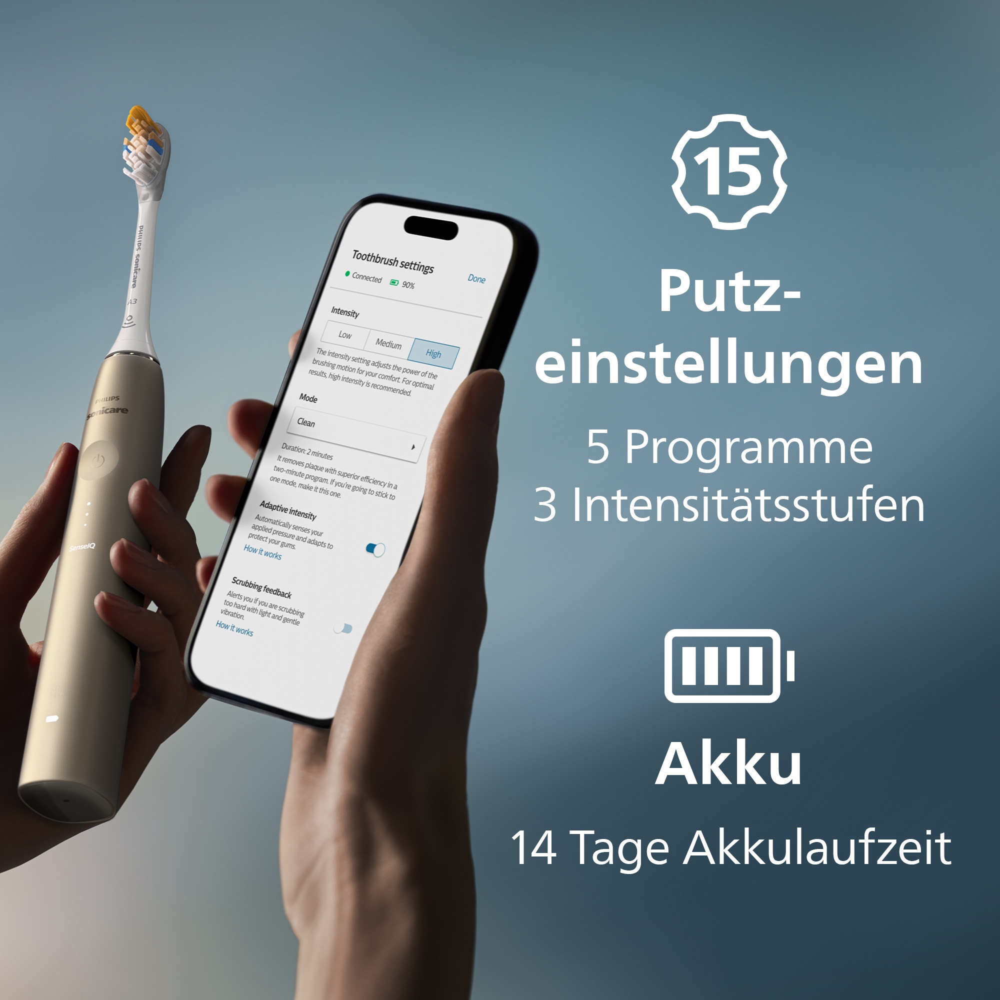 Philips Sonicare Elektrische Zahnbürste »Diamond Clean Prestige HX9992« 1 Stk. Aufsteckbürsten mit Schalltechnologie, SenseIQ-Technologie, KI gesteuerte Sonicare App