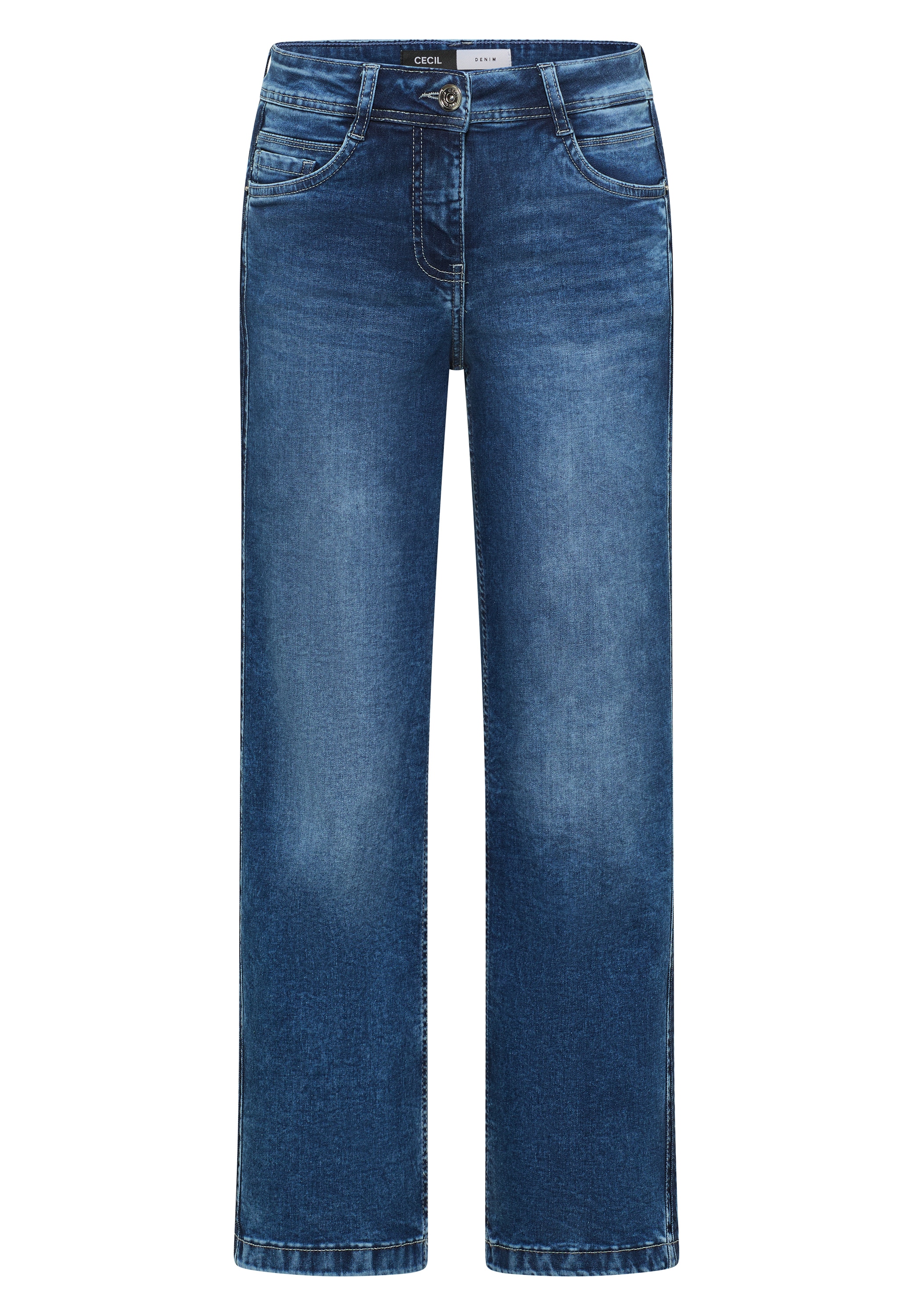 Cecil Weite Jeans »Style NEELE Mid Blue« mit tonalen Gallonstreifen und Stretch
