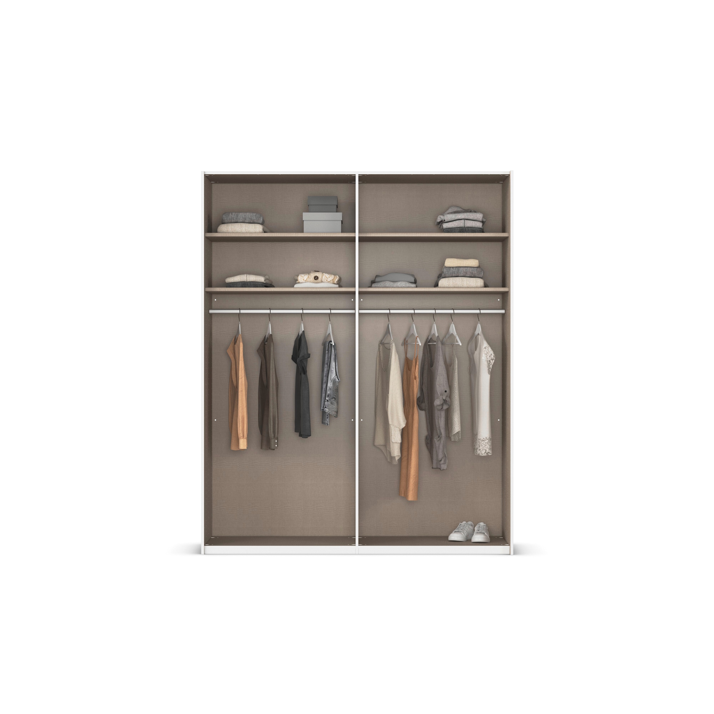 rauch Schwebetürenschrank »Kleiderschrank Schrank Garderobe Schlafzimmerschrank SCALE-TRIO«, edle dreigeteilte Front mit 2 Zierleisten Spiegel/Glas MADE IN GERMANY