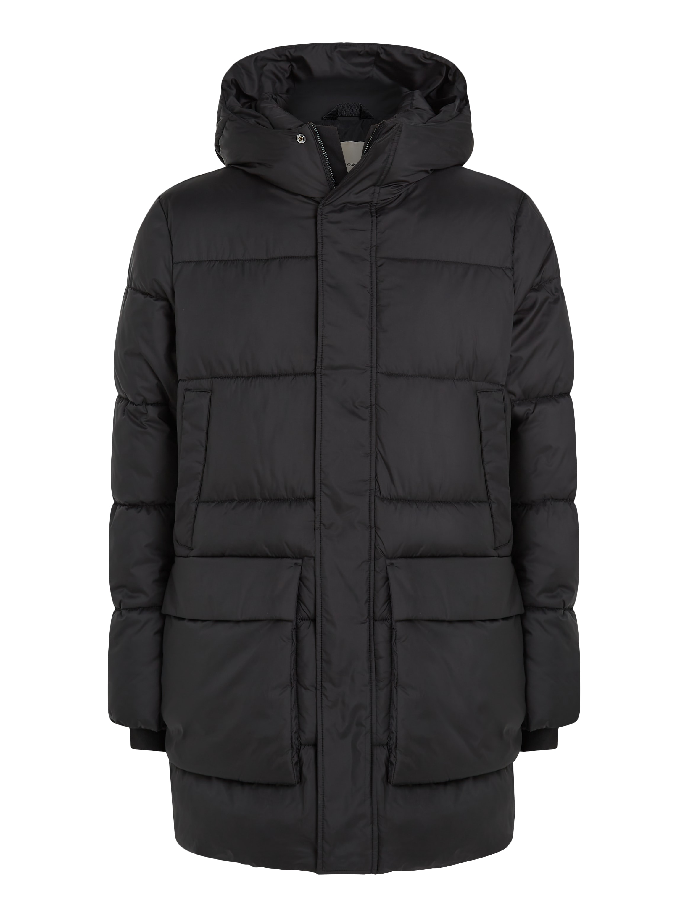 Calvin Klein Kurzmantel »LONG HOODED QUILT PUFFER MW«, mit Logopatch