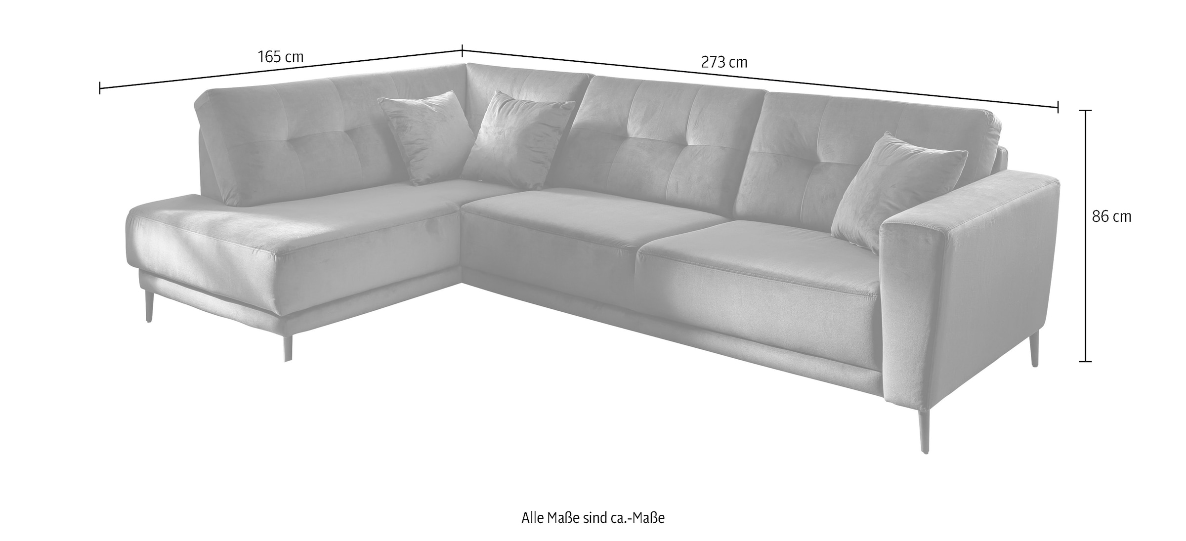 Trends by HG Polsterecke »Barcelona L-Form« mit Metallfuss, frei im Raum stellbar