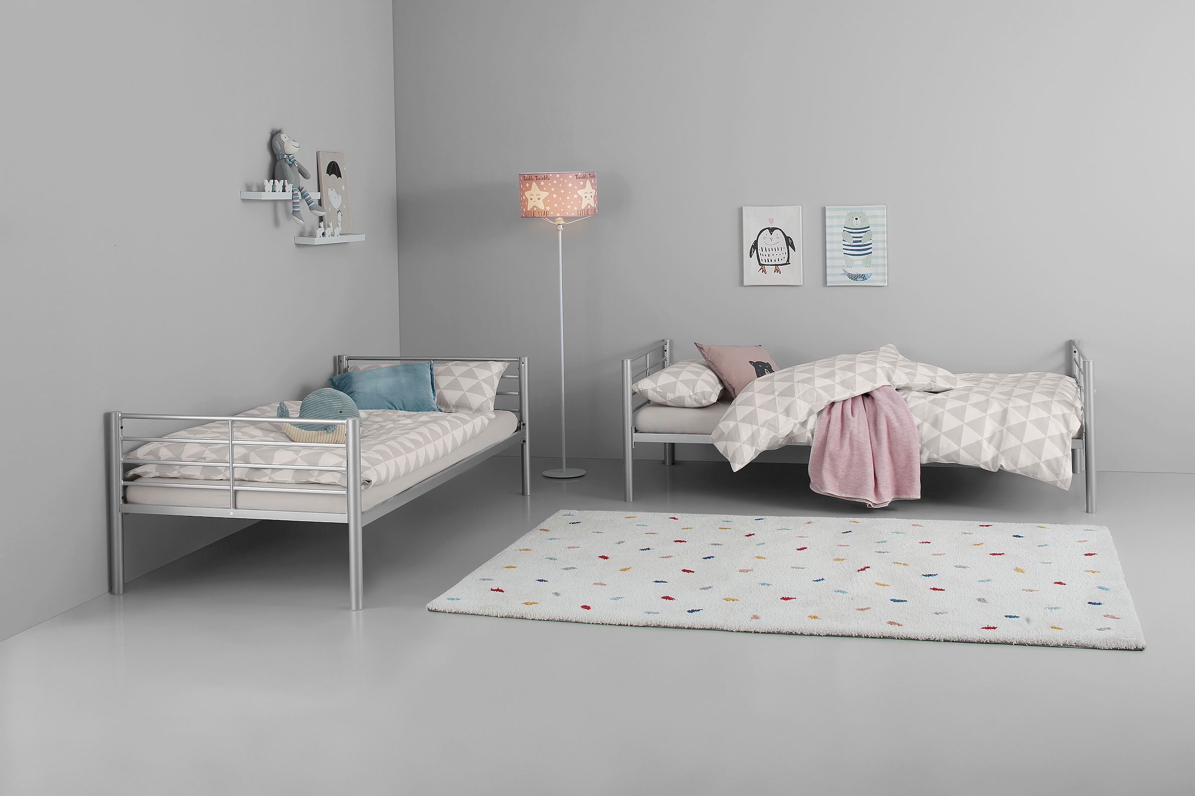 Lüttenhütt Etagenbett »Hayo, Belastbarkeit 250 KG! Metallbett, Stockbett«, (teilbar in 2 Einzelbetten), perfekt für kleine Räume, mehrere Farben, (B/T/H) ca. 208/97/160 cm