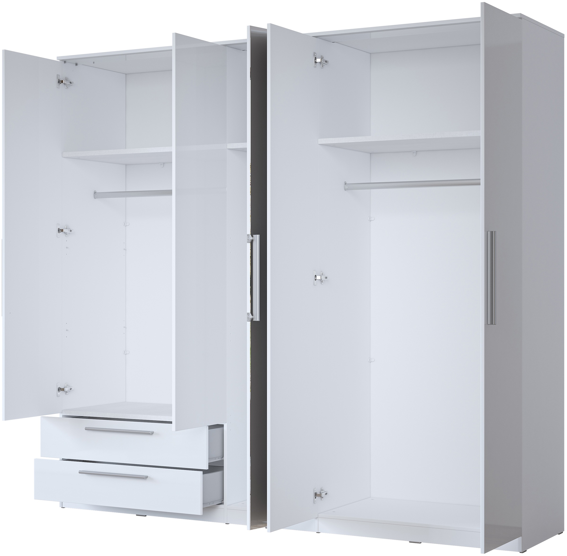 INOSIGN Kleiderschrank »India, FSC-zertifizierter Holzwerkstoff, Made in Europe«, (in Schieferoptik oder weiß mit Hochglanzfront), mit Beleuchtung und Fernbedienung, 181 oder 225x215x60cm