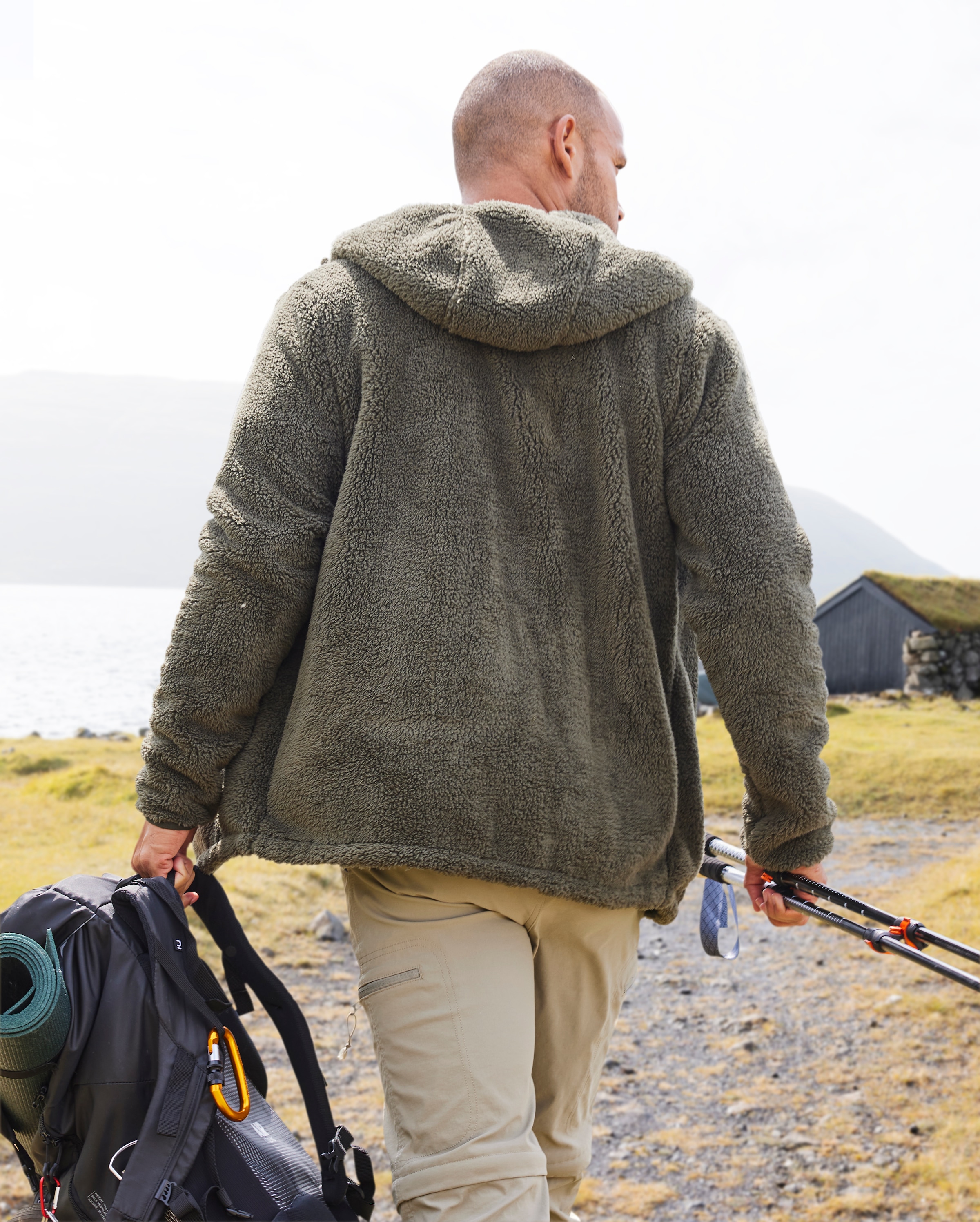 John Devin Kapuzenstrickjacke, in weichem Teddyfleece