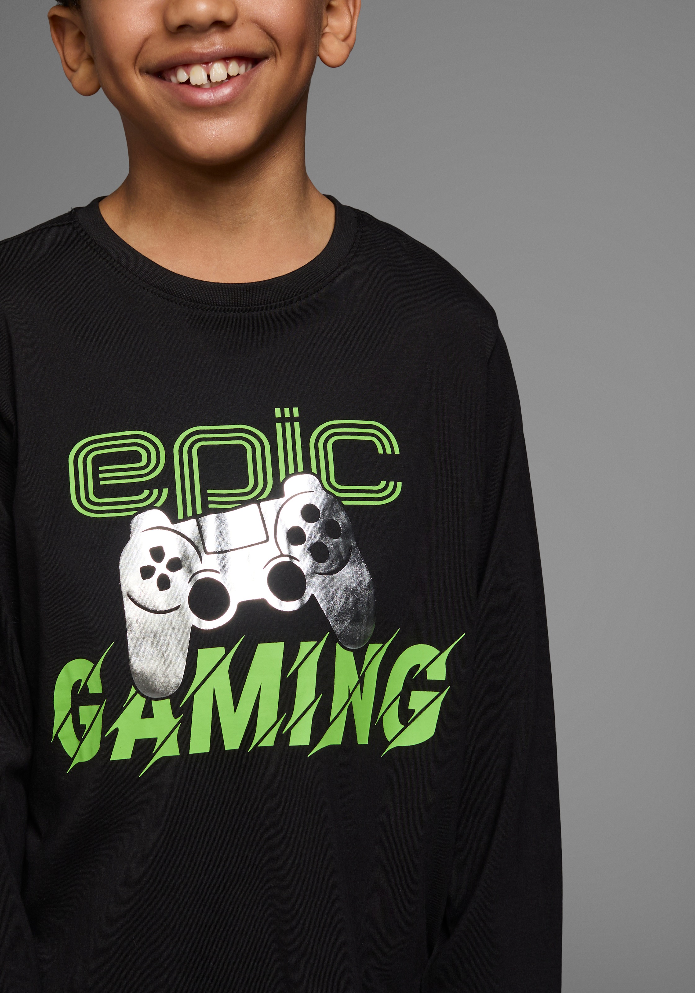 KIDSWORLD Langarmshirt »Folienprint: EPIC GAMING«, langärmelige, mit Statement-Print, Rundhalsausschnitt, Basic-Stil