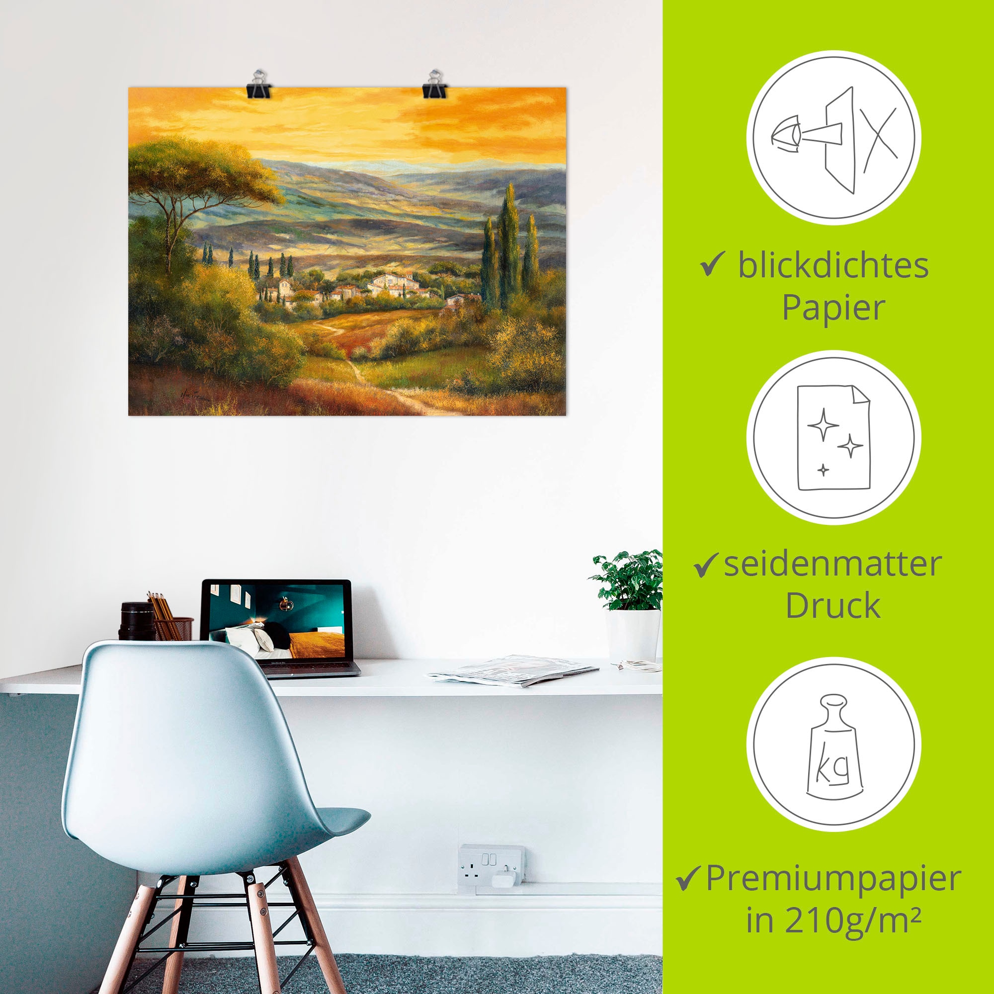 Artland Wandbild »Toskanatal«, Europa, (1 St.), als Leinwandbild, Poster, Wandaufkleber in verschied. Größen