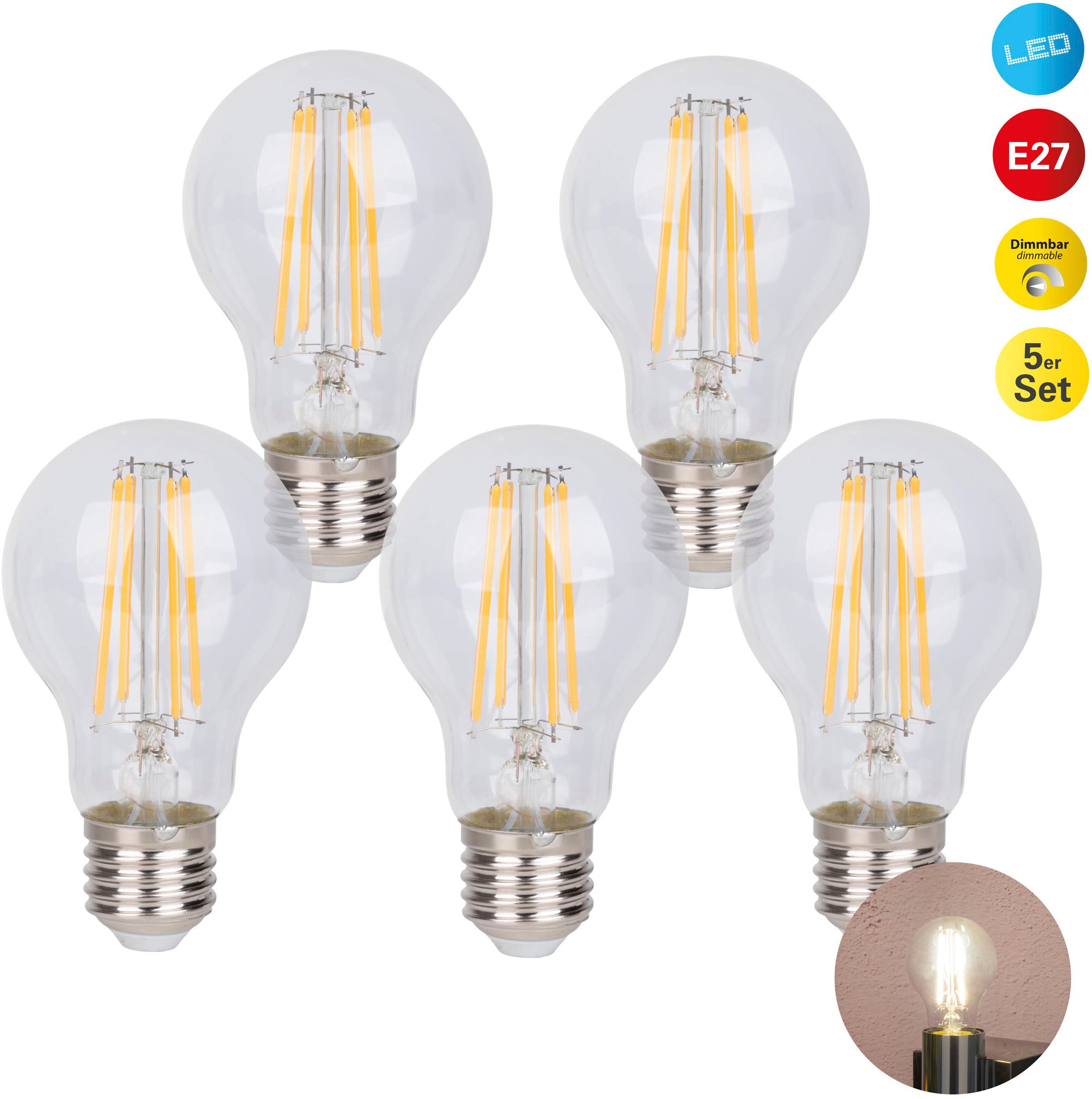 NÄVE LED-Leuchtmittel "Daffy" weiß, Ø:6cm, Leuchtmittel, 5er Set, LED-Leuchtmittel