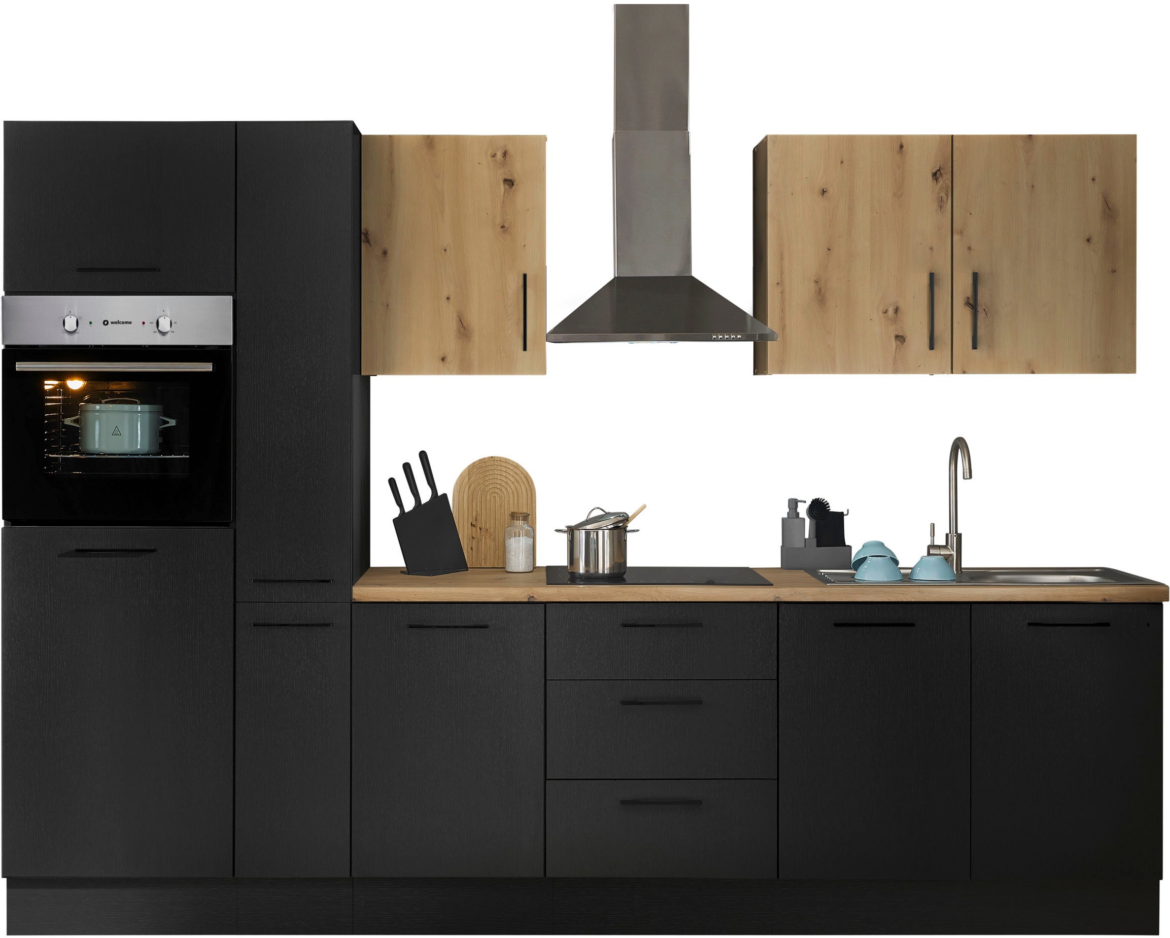 BASIC by Balculina Küchenzeile »Turin«, Breite 300 cm, wahlweise mit E-Geräten