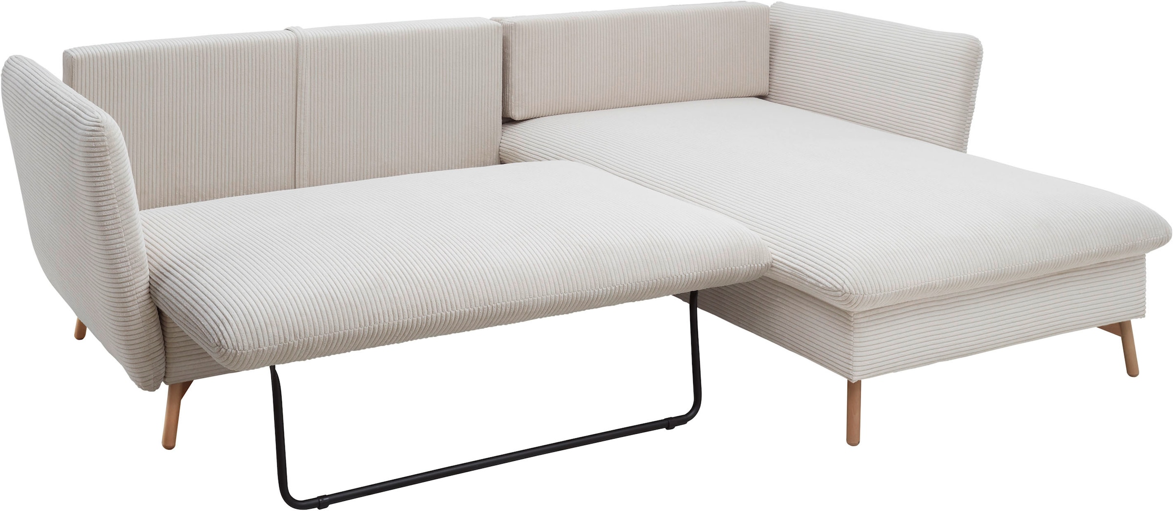 andas Ecksofa »MERLE, 258 cm, L-Form, traumhafter Cord,«, mit Bettfunktion und Bettkasten, Liegefläche 224 x 139