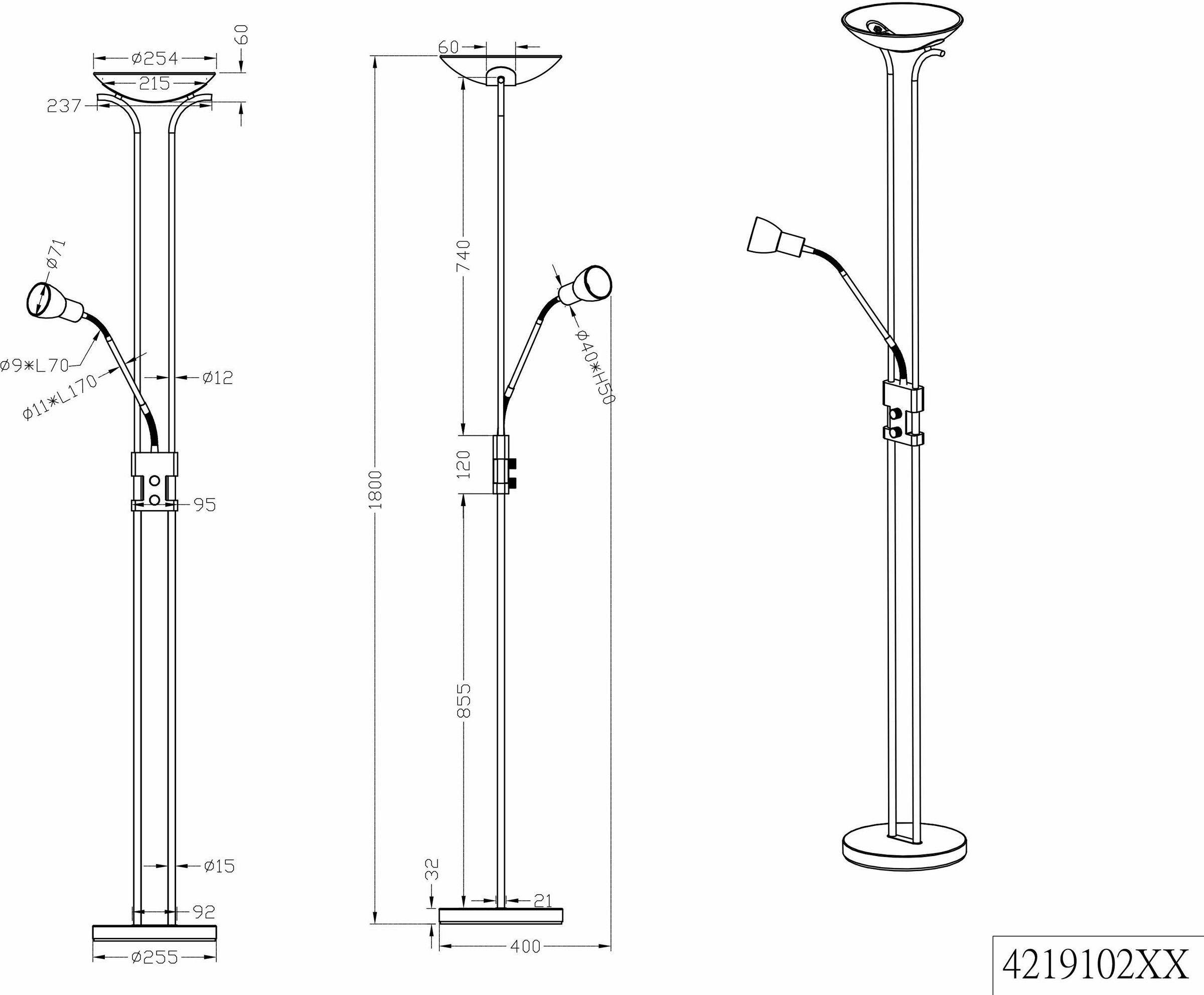 integrierter Deckenfluter II«, bestellen 2 TRIO flammig-flammig, auf Leuchten Rechnung LED Dimmer,Flexibel »Santo