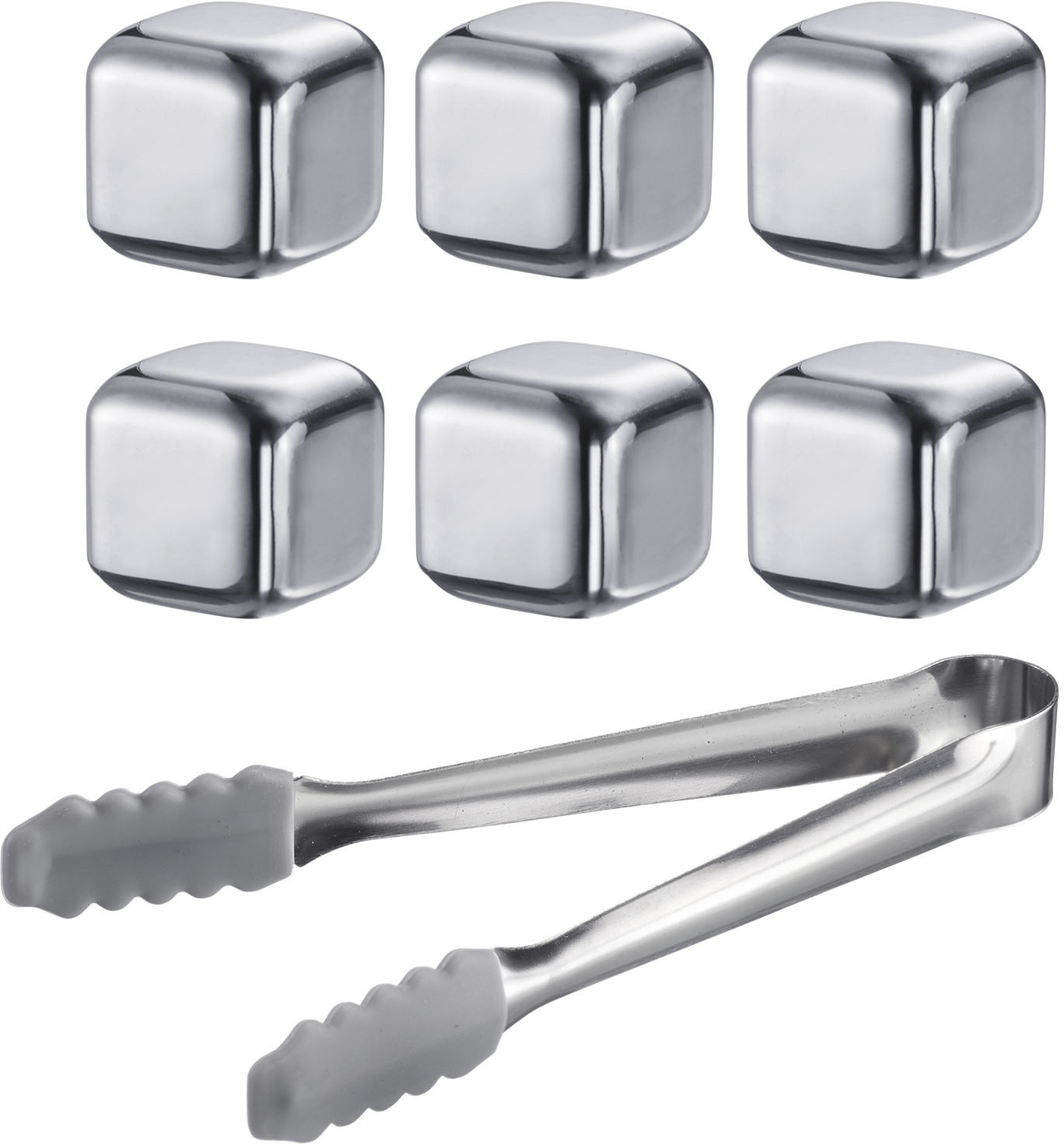 Eiswürfelform »Cosmo«, (Set, 6 Eiswürfel-1 Zange), Edelstahl, inkl. Eis-Zange