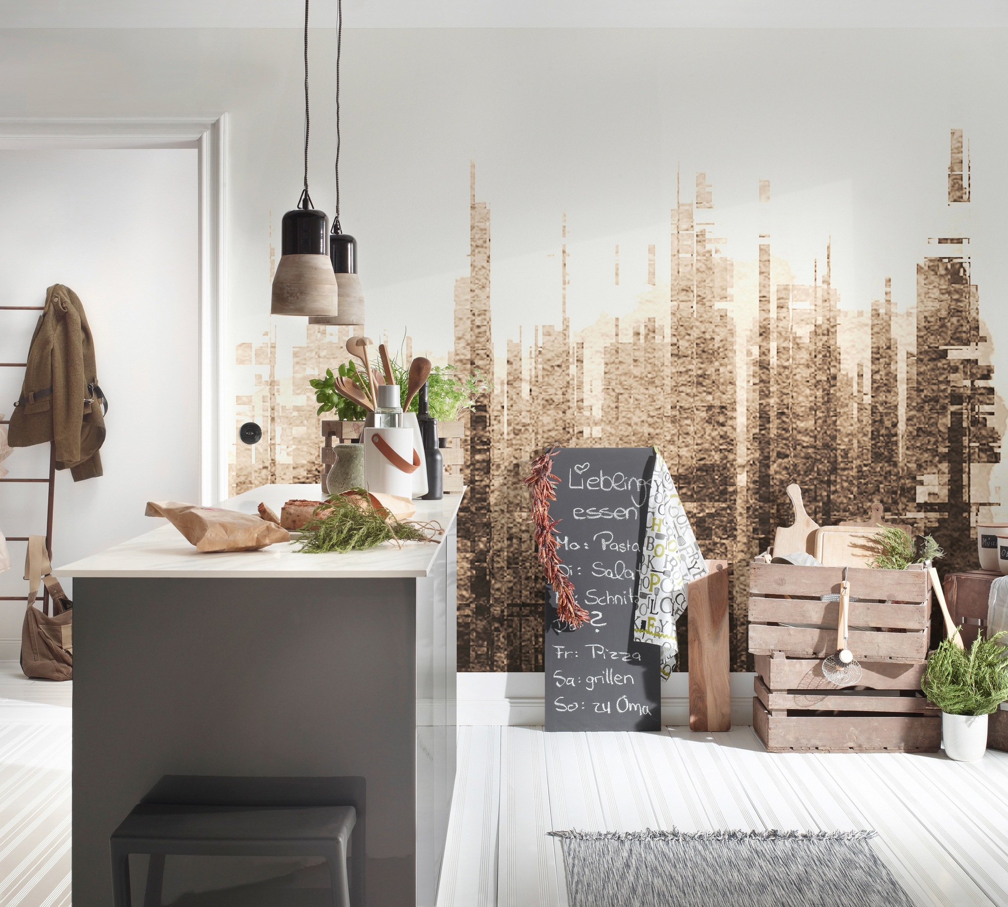 Architects Paper Fototapete »Atelier 47 Skyline Artwork 3« Stadt glatt Vlie günstig online kaufen