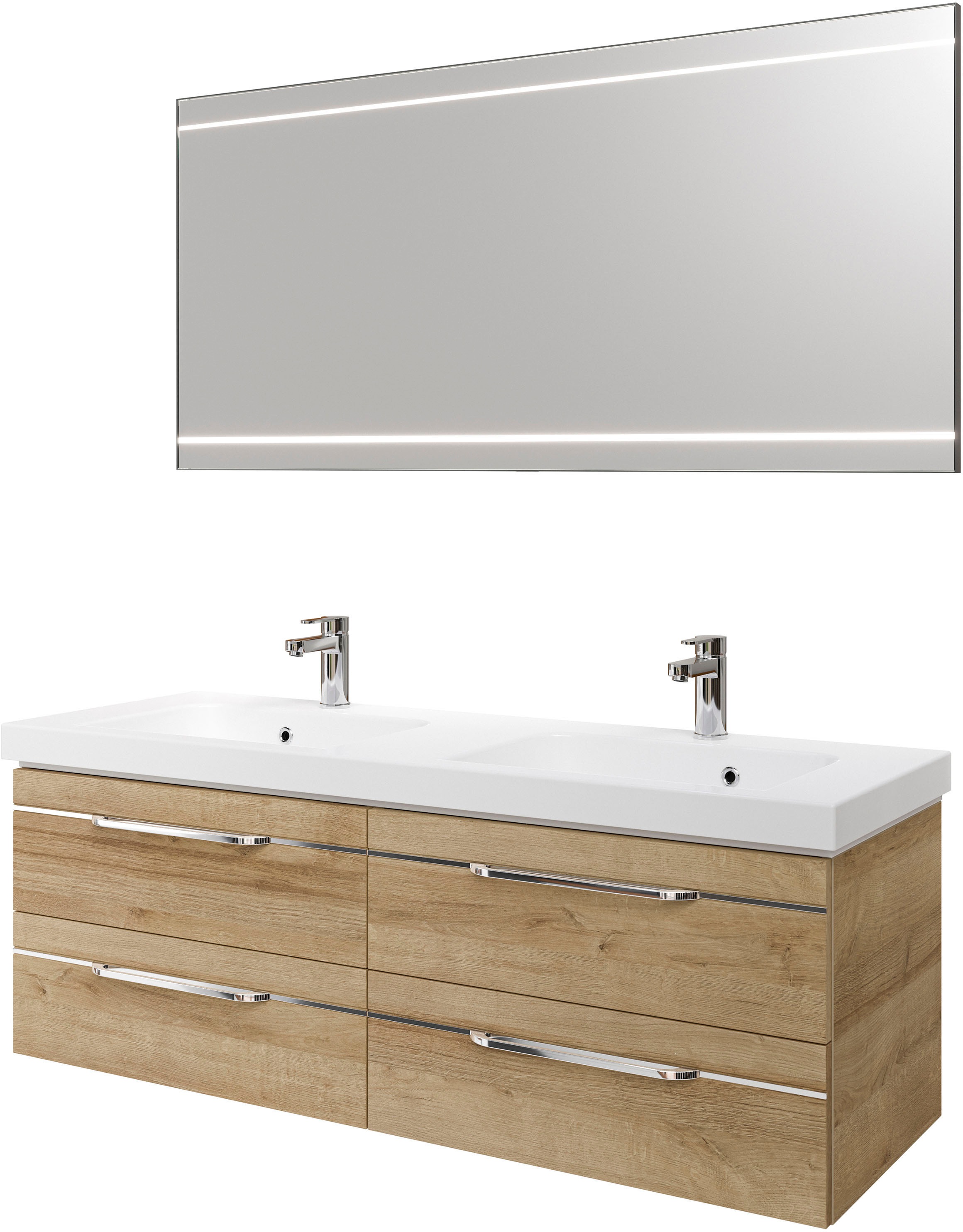 Saphir Badmöbel-Set »Balto 2-teilig Mineralmarmor-Doppelwaschtisch mit LED- günstig online kaufen