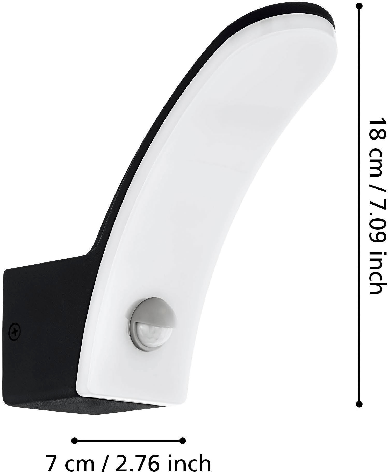 EGLO Wandleuchte »Fiumicino Außen-Wandlampe, Außenlampe, Alu und Kunststoff, IP44, Lampe« LED-Modul 1 Stk. Warmweiß Wand-/Deckenleuchte - L7 x H18 x AL19 cm - schwarz - 11,5W inkl.