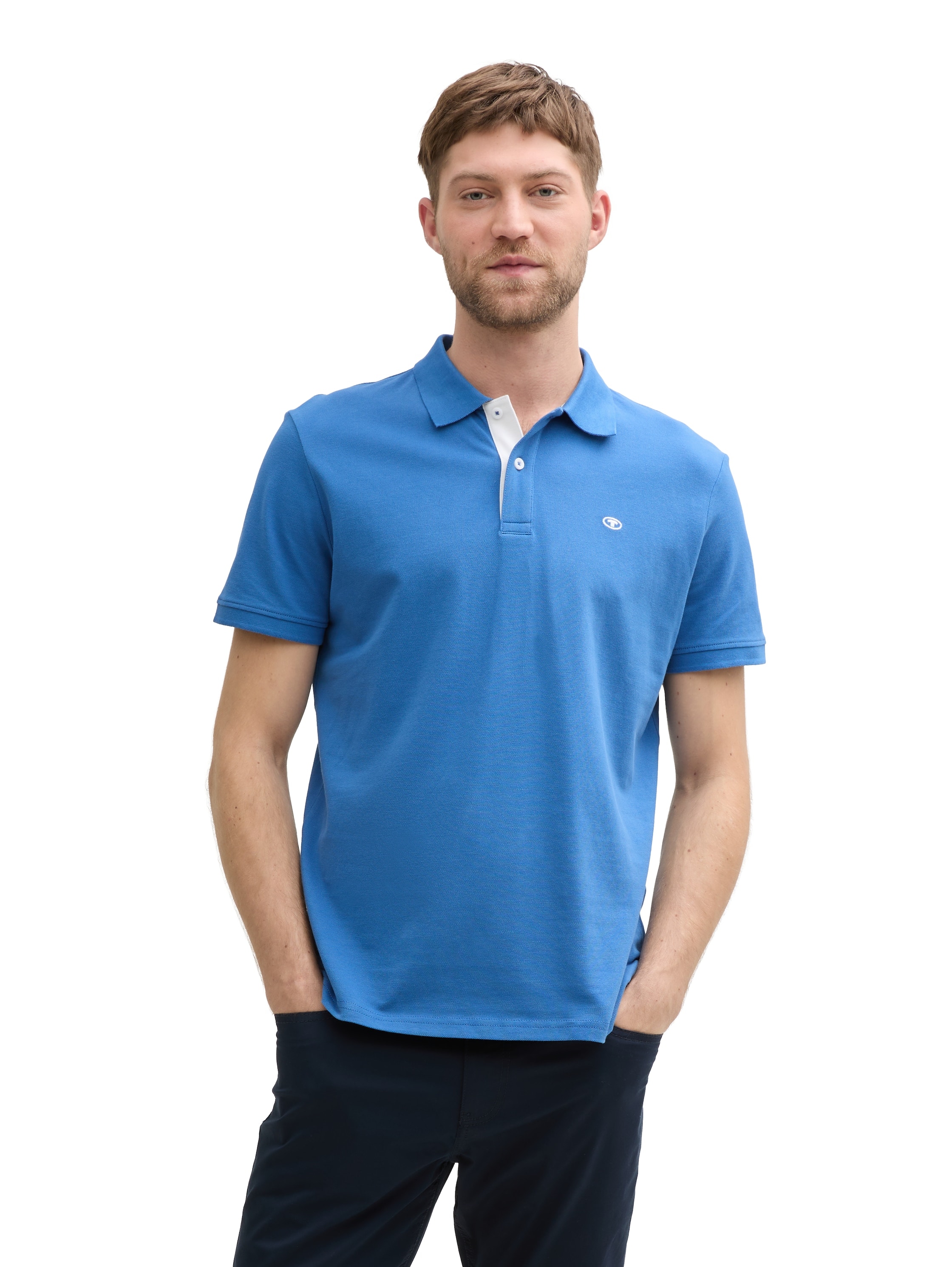 TOM TAILOR Poloshirt mit farblich hervorgehobener Knopfleiste sapphire blue L L Poloshirt von TOM TAILOR DENIM