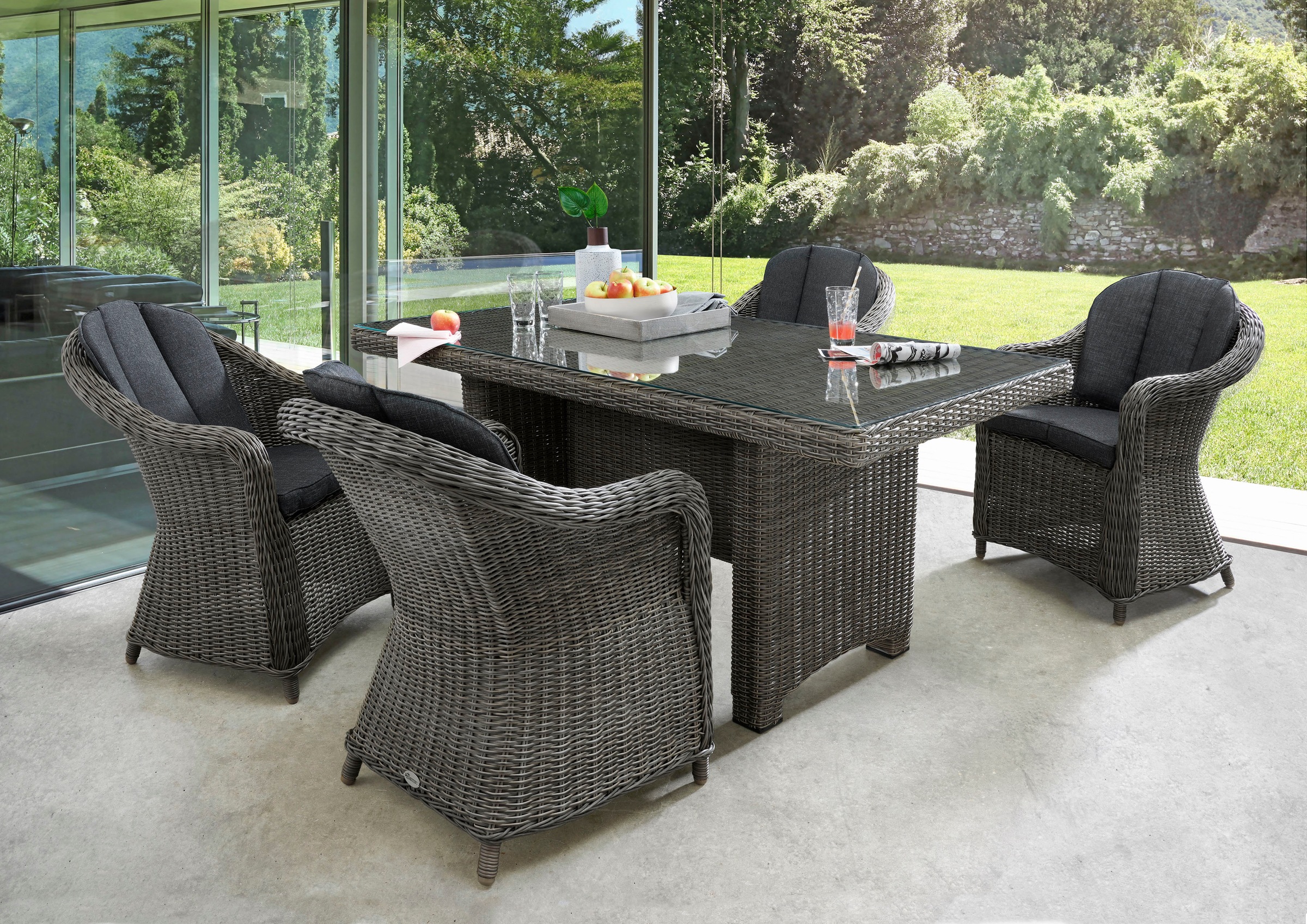 Destiny Garten-Essgruppe »MALAGA LUNA« Set, 13 Stk. tlg. Polyrattan, 4 Sess günstig online kaufen