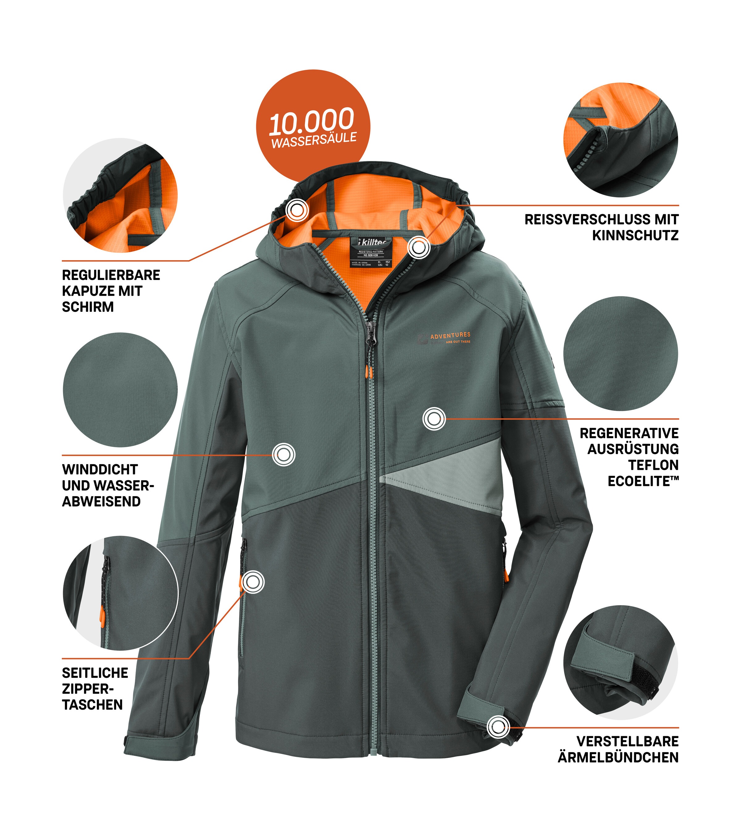 Killtec Softshelljacke »KOS 142 BYS SFTSHLL JCKT« Wind- und wasserabweisende Kinderjacke, Colourblock-Design