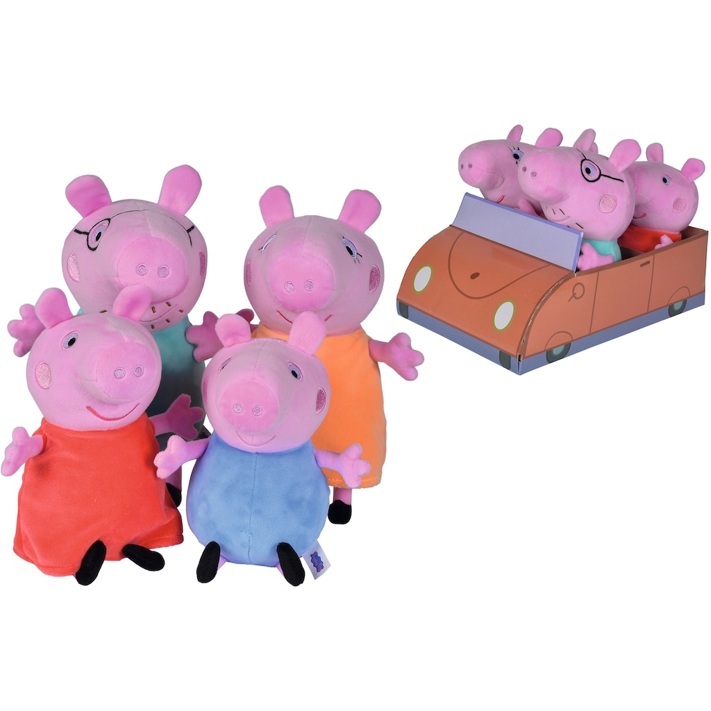 SIMBA Kuscheltier »Peppa Pig, Familie im Auto«, (Set, 4 St.)