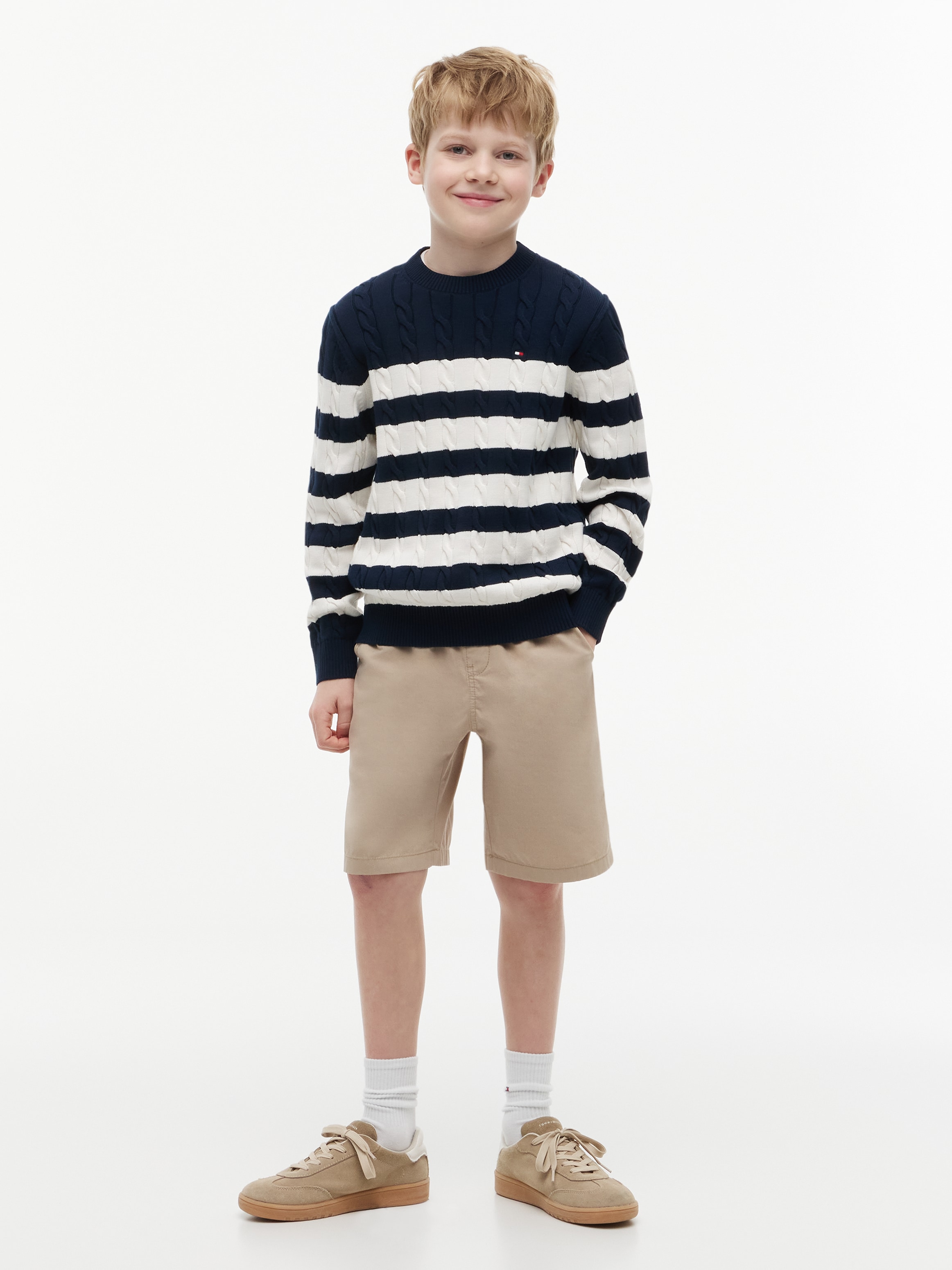 Tommy Hilfiger Strickpullover »COTTON CABLE SWEATER« Rundhalsausschnitt, Regular Fit, Kinder bis 16 Jahre