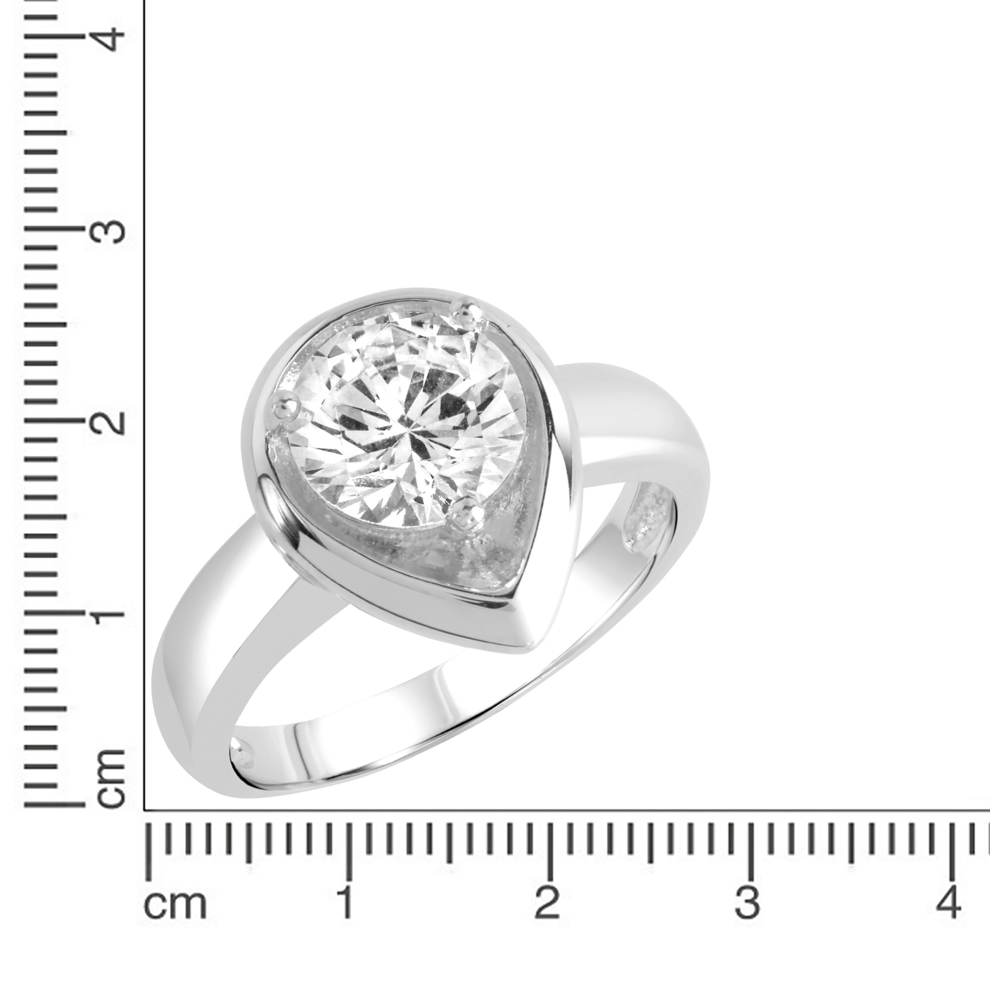Zeeme Fingerring »Silber 925 rhodiniert Tropfen-Form mit weißem Zirkonia-Stein«