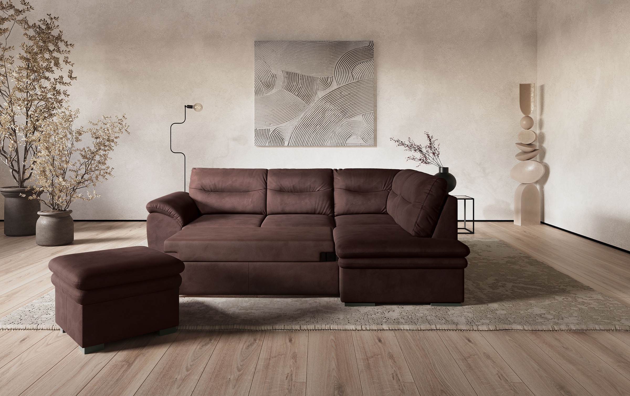 COTTA Ecksofa »Leandra L-Form«, wahlweise mit Bettfunktion & Bettkasten