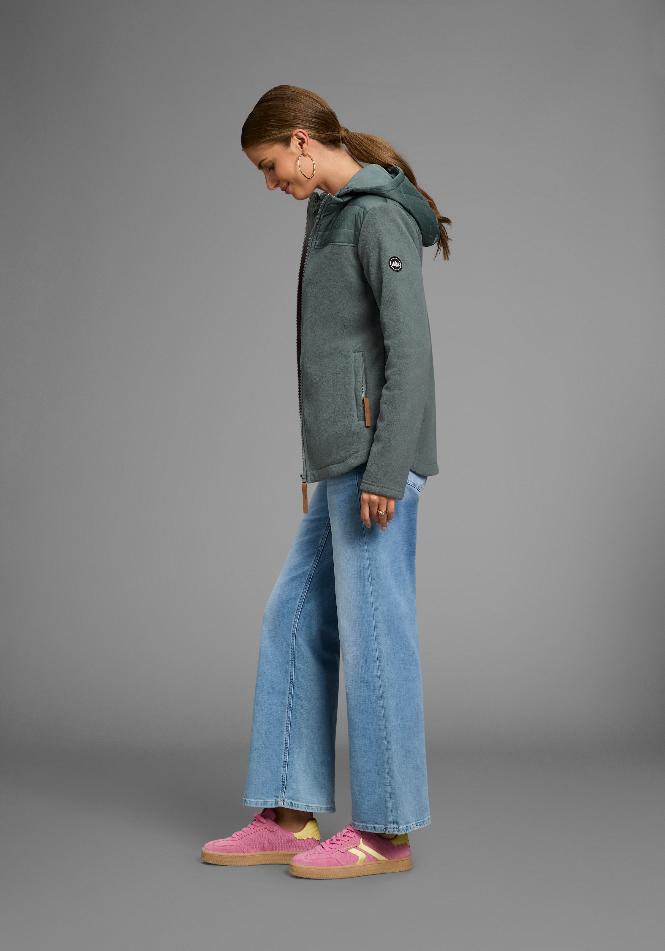 Polarino Hybridjacke mit Kapuze mit wattiertem Schulterbereich, Übergangsjacke